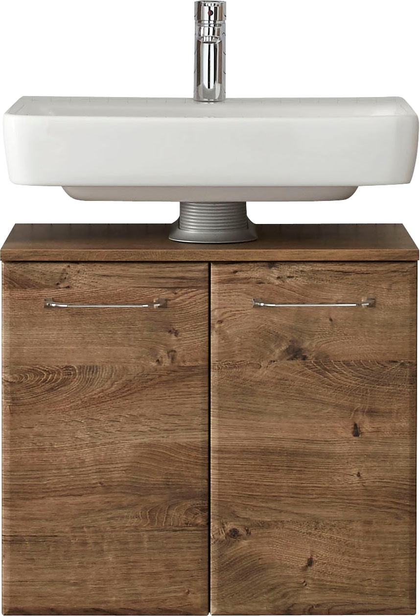 Saphir Waschbeckenunterschrank »Quickset Unterbeckenschrank, 60 cm breit, 2 Türen, ohne Waschbecken«, Waschbeckenschrank inkl. Türdämpfer, Griffe in Chrom Glanz