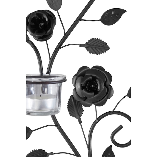 schwarz Glas, auf bestellen (2er-Set), schwarz«, antik »Blumenranke, Metall, Home affaire Landhaus, Wandkerzenhalter Rechnung
