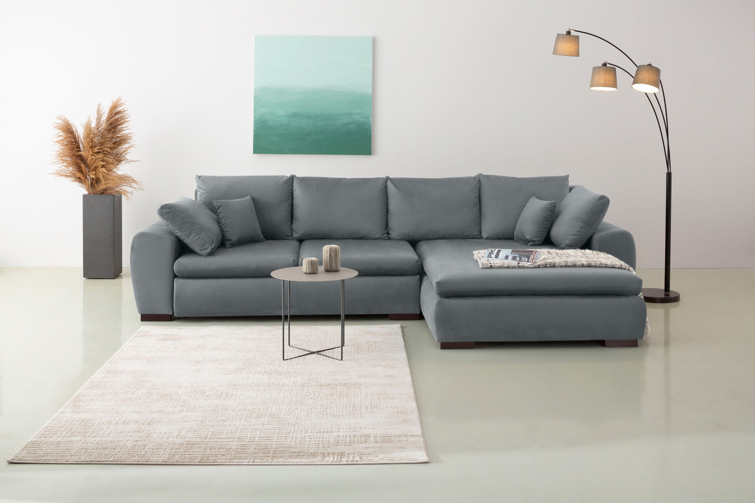 Home affaire Ecksofa Cara Mia L-Form, wahlweise mit Bettfunktion und Bettkasten, Massivholzfüße