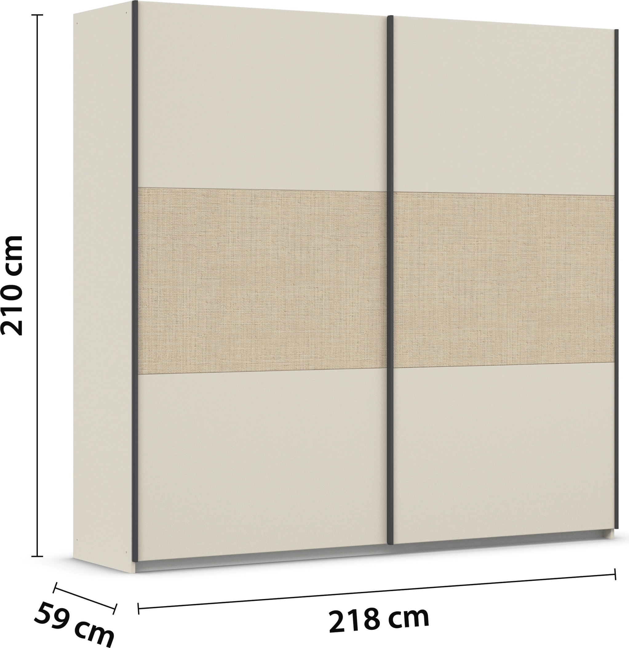 rauch Schwebetürenschrank »Senja«, mit Bauchbinde in angesagter Rattan-Optik