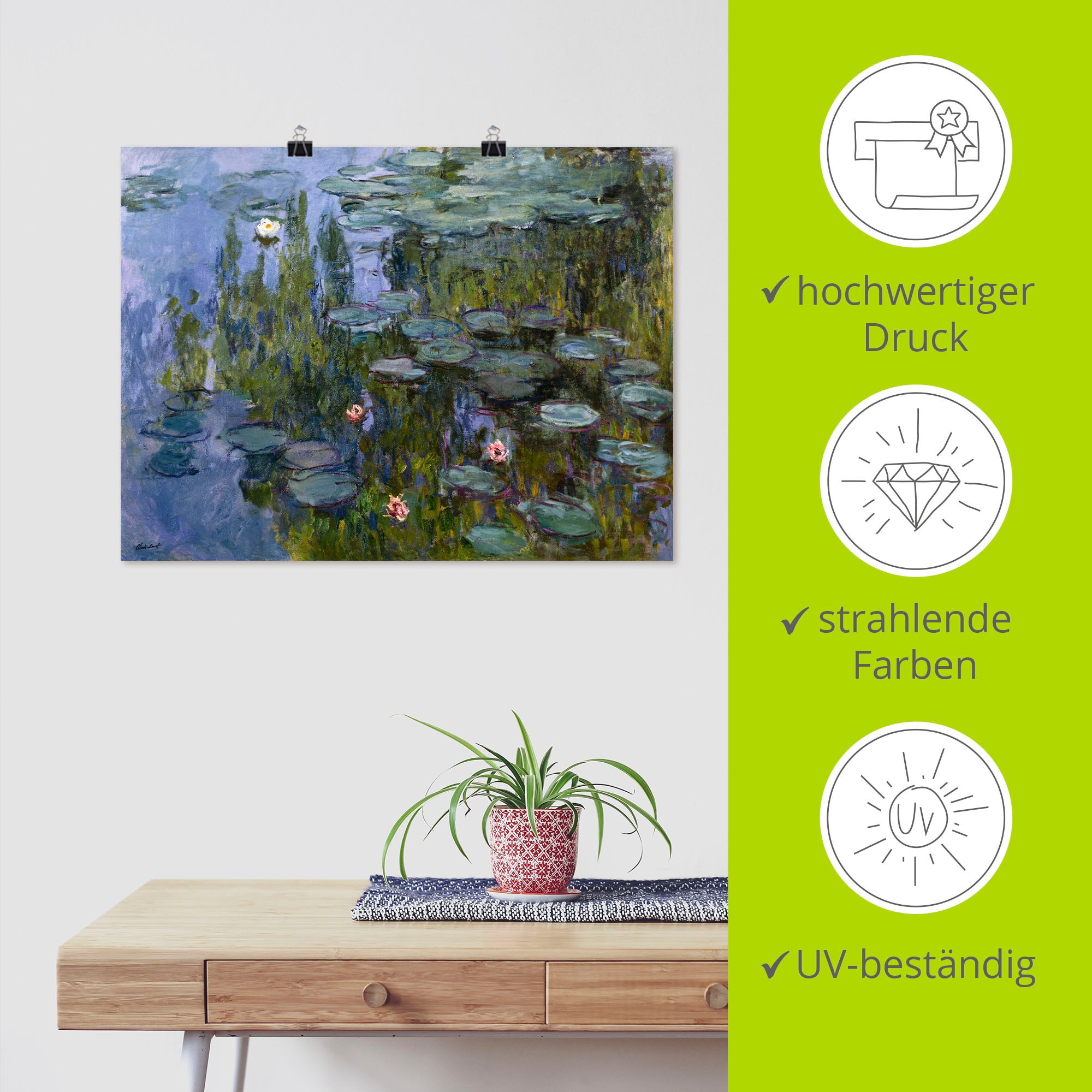 Artland Wandbild »Seerosen (Nympheas). 1918/1921.« Blumen 1 Stk. tlg. als Leinwandbild, Poster in verschied. Größen