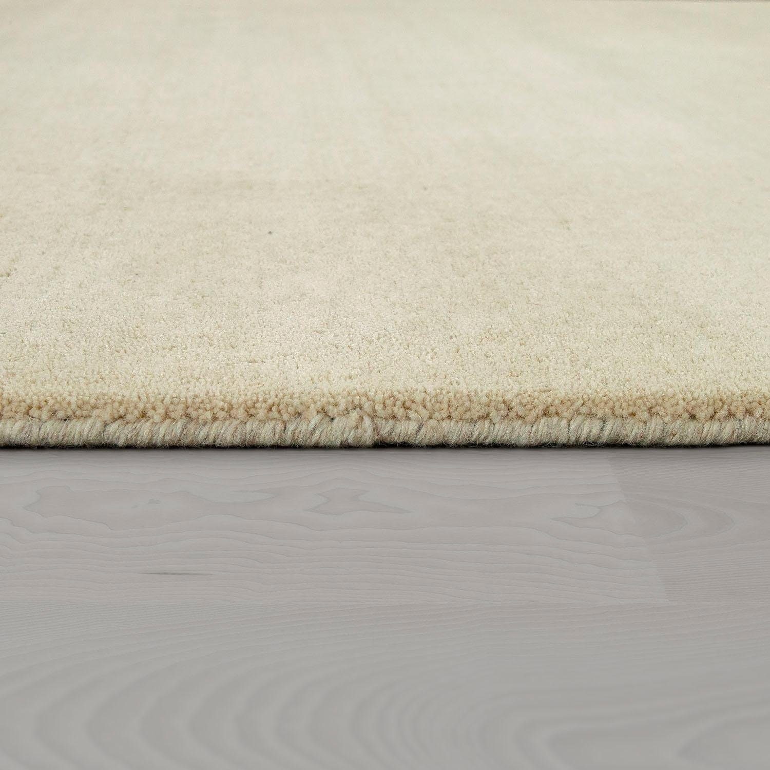 Paco Home Wollteppich »Atlas 100«, rechteckig, 14 mm Höhe, Gabbeh, Kurzflor, handgewebt, reine Wolle, Uni Farben