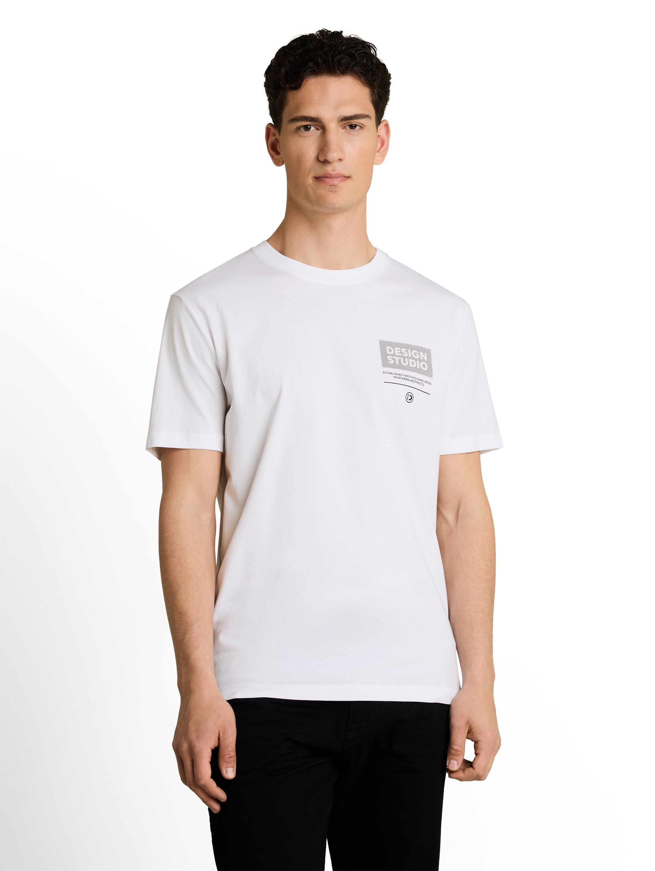 TOM TAILOR Denim Rundhalsshirt Packung, 3 mit Logo Print