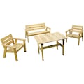 promadino Garten-Kindersitzgruppe »Fehmarn«, (4 tlg.), aus Kiefernholz, 1 Bank, 1 Tisch, 2 Stühle