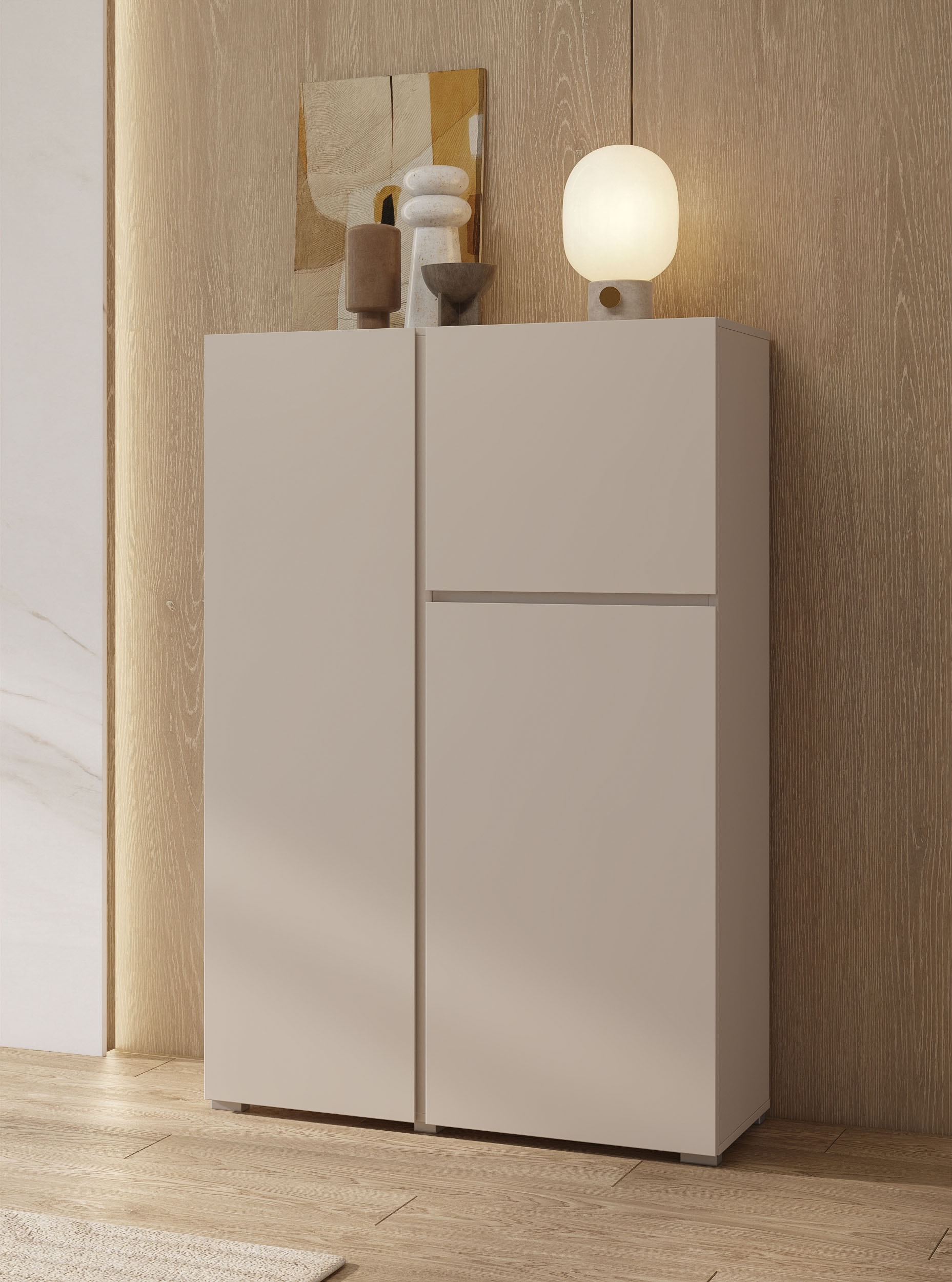 OTTO home Highboard »Metric,Breite 92cm, moderne grifflose Hochkommode 3 Türen,Highboard« Hochschrank mit viel Stauraum, Einlegeböden verstellbar, Türkommode