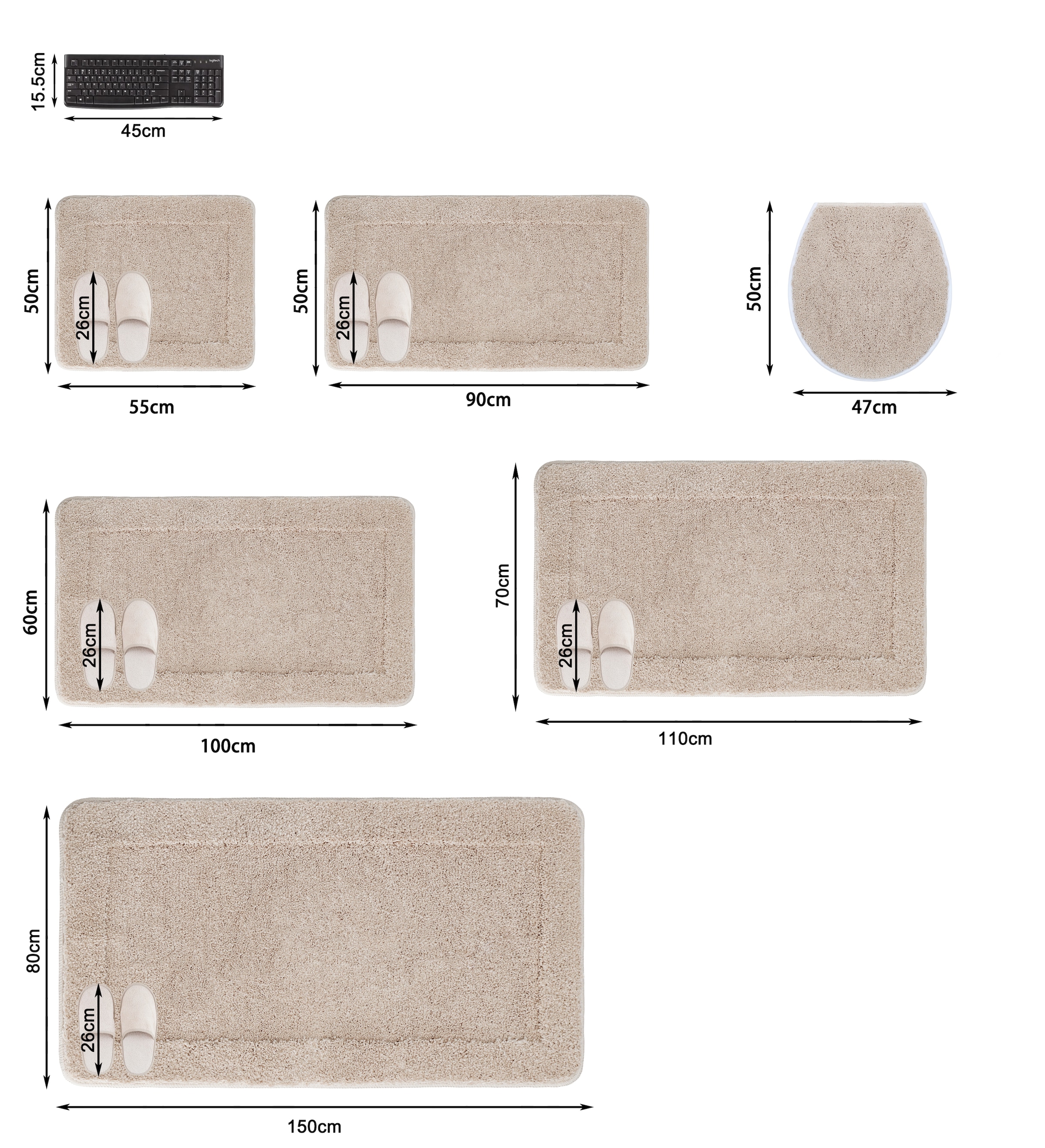 OTTO home Badematte »Sanremo mit Rahmen, Badvorleger, Badezimmer, sehr weich, Hoch-Tief« Höhe 25 mm rutschhemmend beschichtet fußbodenheizungsgeeignet | schnell trocknend Badteppich, unifarben, rechteckig und als 3-tlg. Set erhältlich