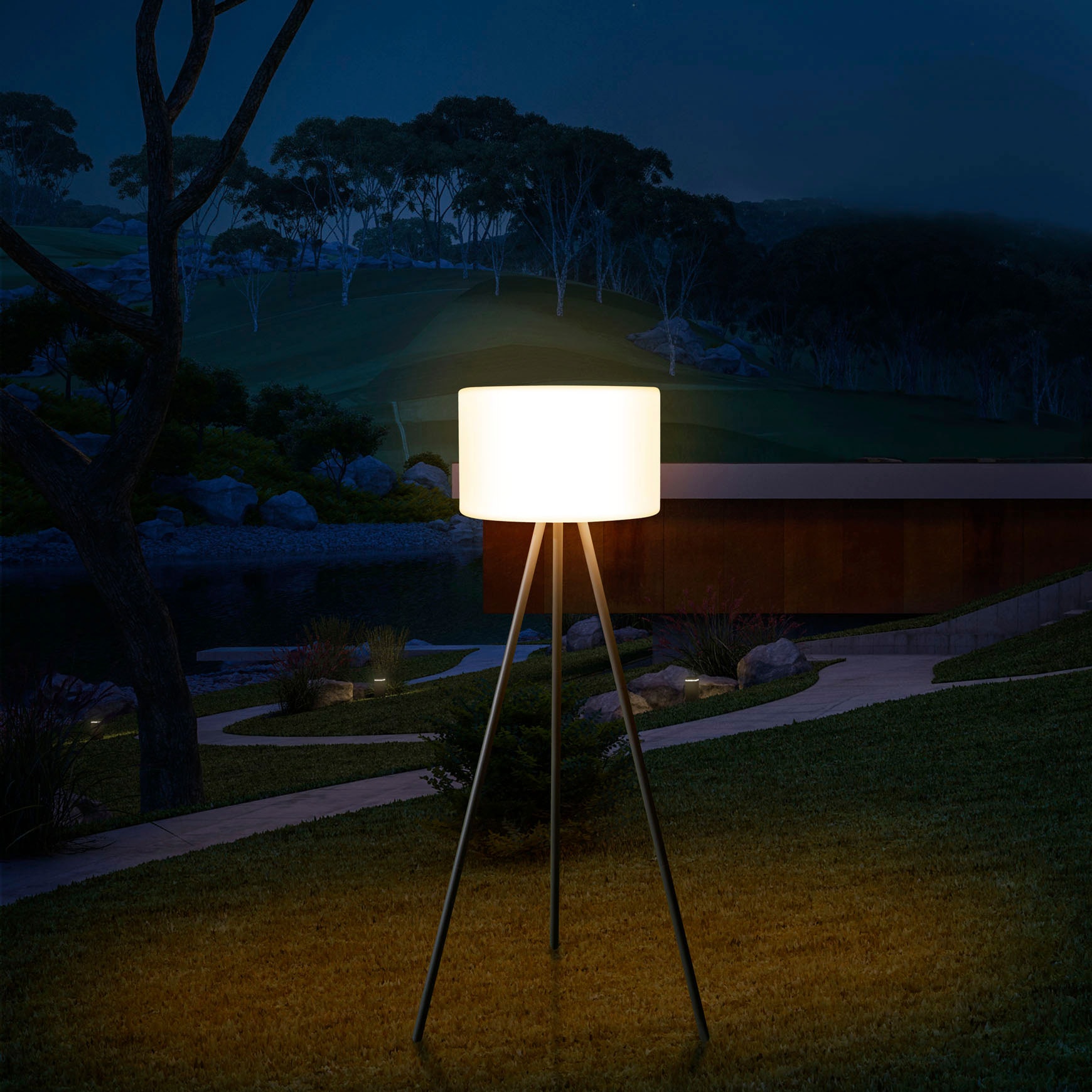 Paco Home Stehlampe »BRUCE«, LED Akku 3 Garten kaufen In- mit Aufladbar Outdoor | Jahren Und online XXL Terrasse Garantie Balkon Dreibein