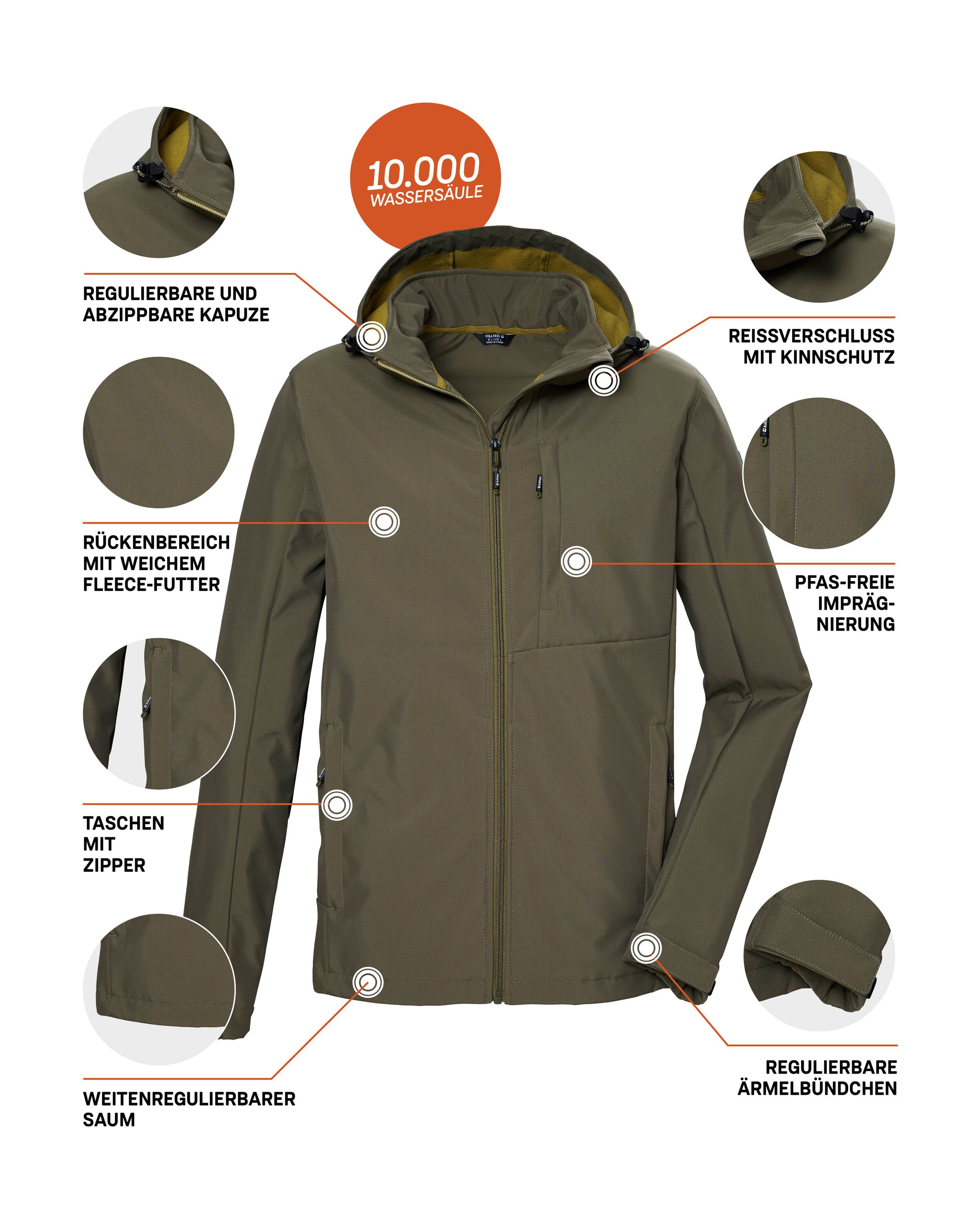 Killtec Softshelljacke »KOS 103 MN SFTSHLL JCKT«, Atmungsaktive, wind- und wasserabweisende Softshelljacke, PFAS-frei