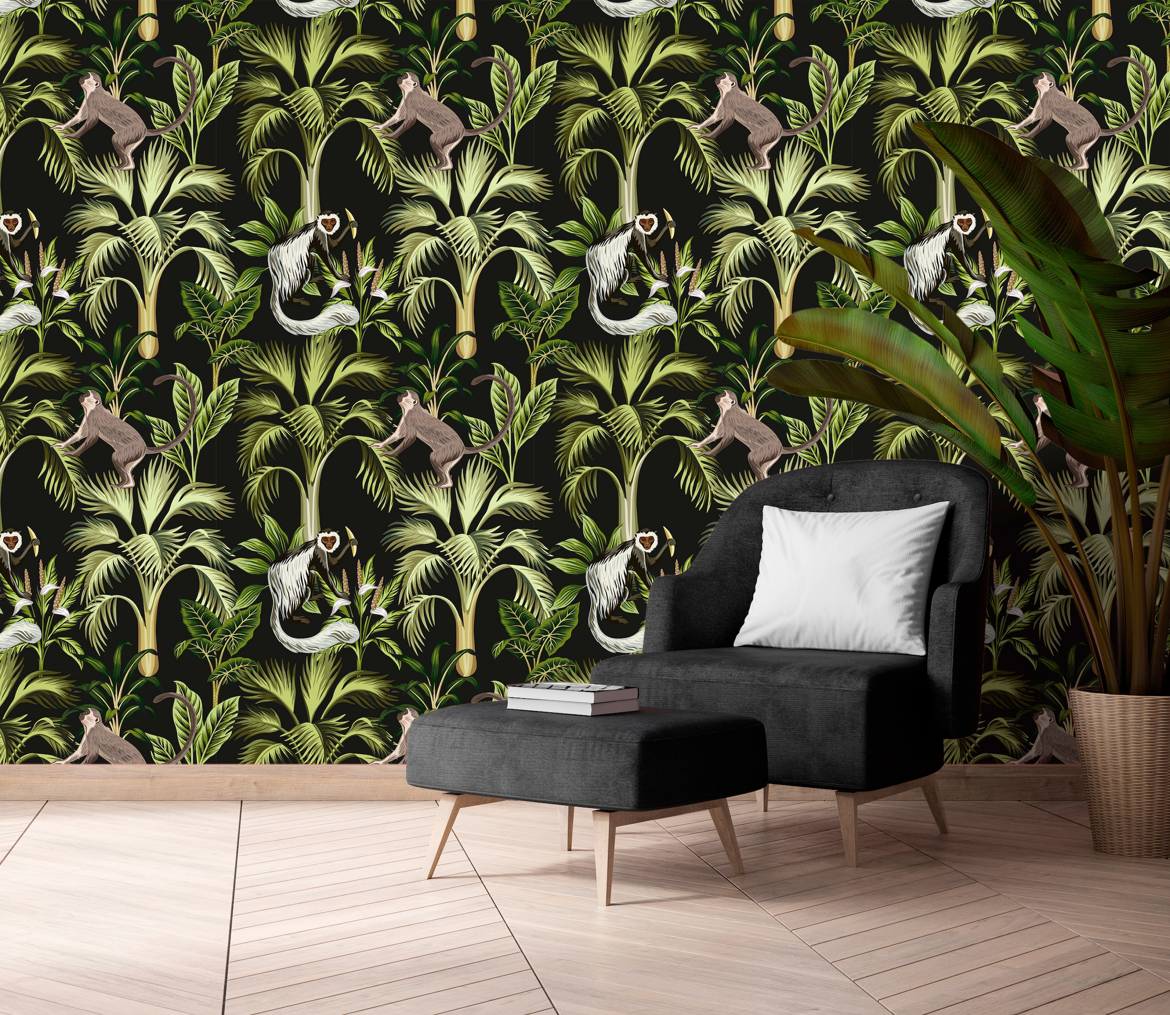 queence Vinyltapete »Amy«, bedruckt-Motiv-botanisch-floral-gemustert-natürlich, 90x250cm, selbstklebend, kinderleichte Anbringung, Sticker