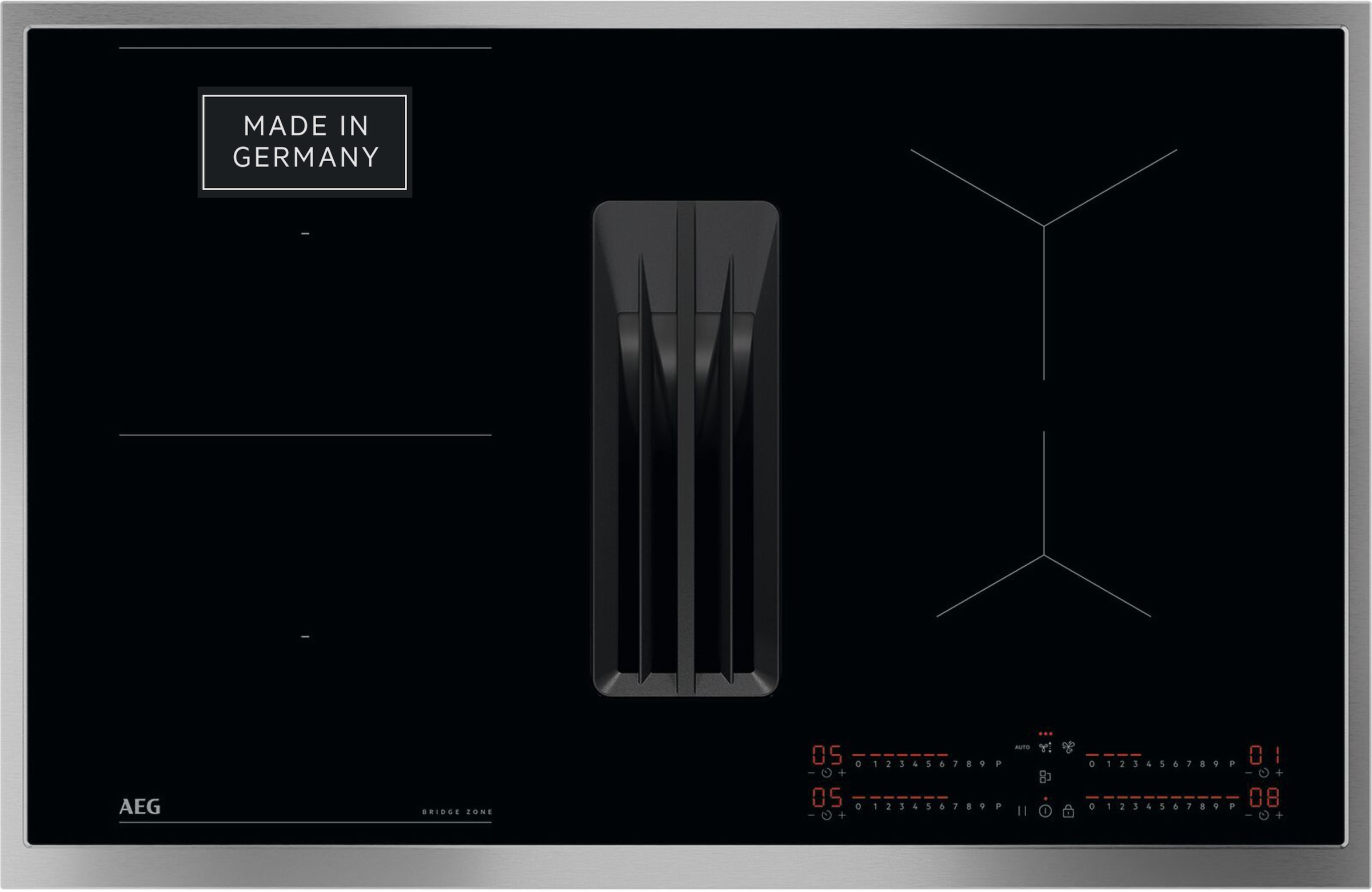 AEG TH84CB0FRB Schwarz Integriert 83 cm Zonen-Induktionskochfeld 4 Zone(n) Integrierte Haube
