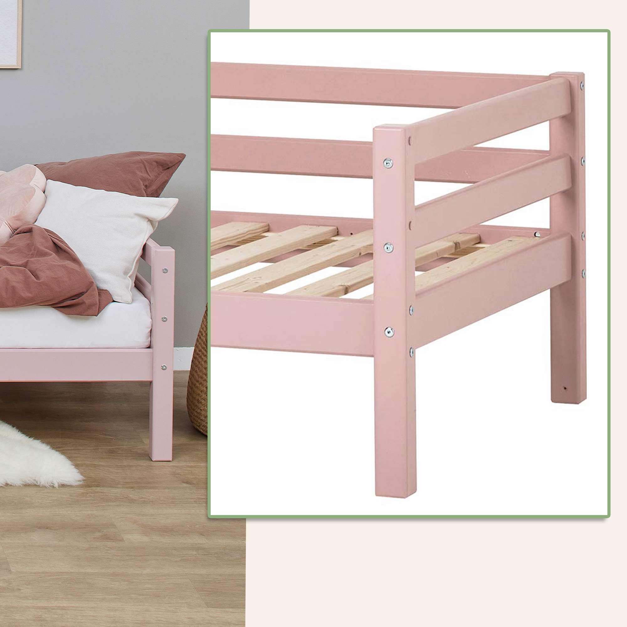 Hoppekids Daybett »Kinderbett ECO Dream, Einzelbett, Juniorbett 90x200«, (Bett), Weiß, Grün, Blau, Rosa, Grau