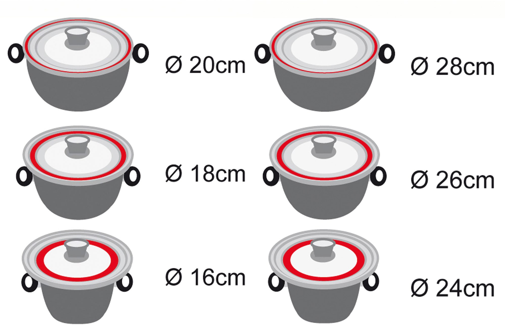STONELINE Deckel »STONELINE®«, (Set, 2 tlg.), für 6 verschiedene Durchmesser