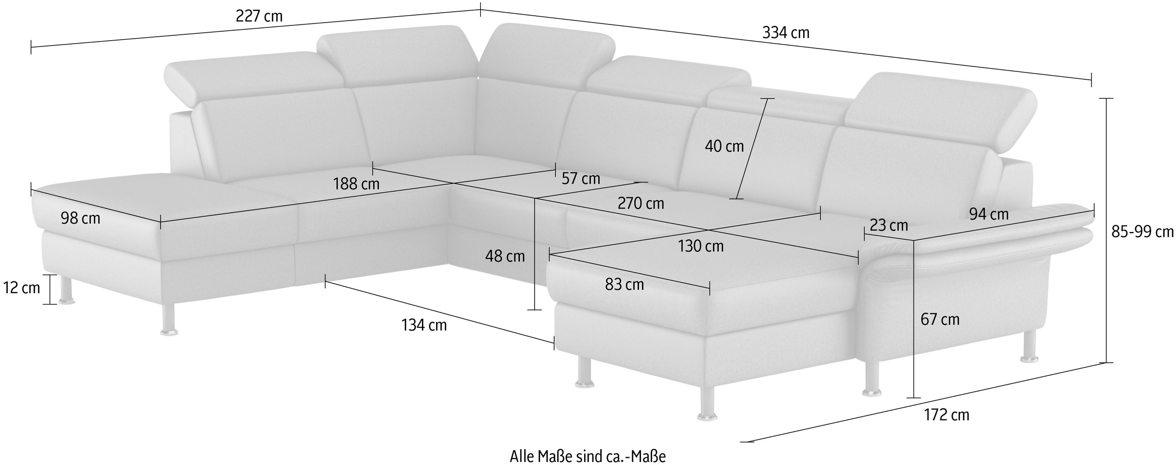 Home affaire Wohnlandschaft »Calypso U-Form«, wahlweise mit motorischer Relaxfunktion