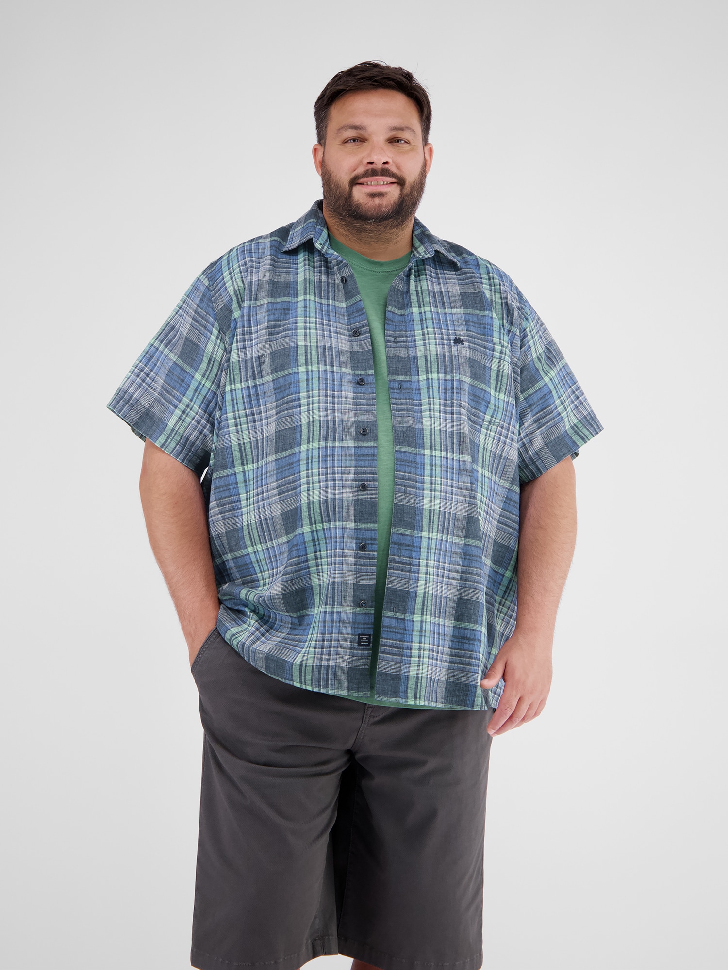 LERROS Kurzarmhemd »Kariertes Herrenhemd in Großen Größen«