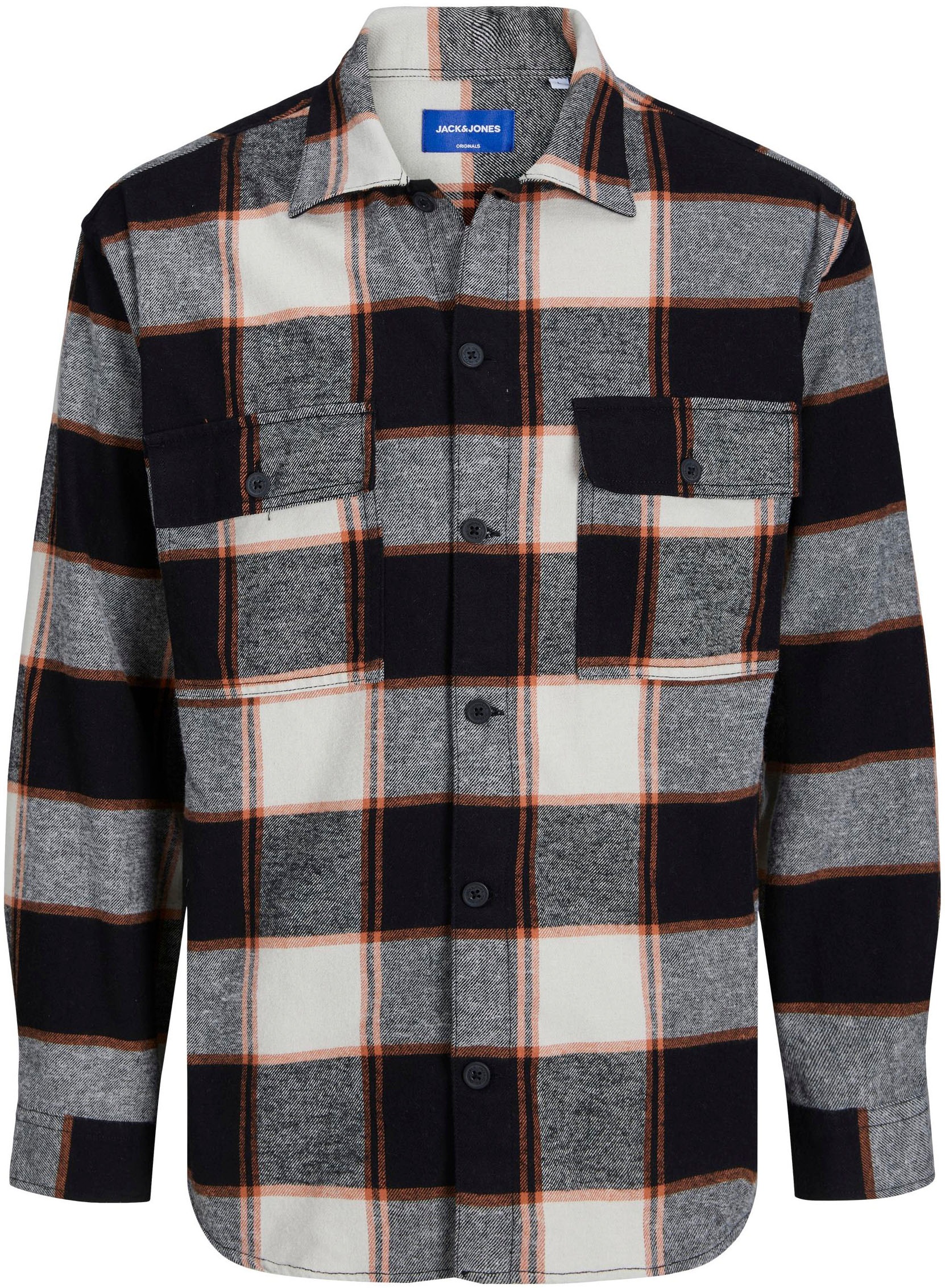 Langarmhemd »JORBLAFRI CHECK OVERSHIRT LS PLS«, mit Brusttaschen