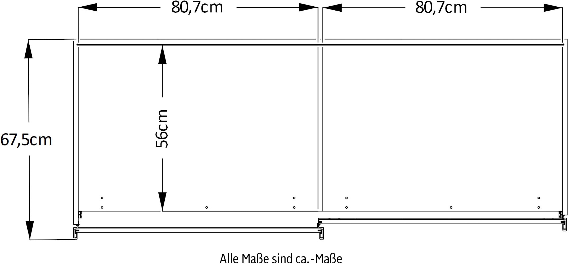 STAUD Schwebetürenschrank »Includo_Minisystem_08_2-türig, Made in Germany« Mit vier verschiedenen Ausstattungsvarianten