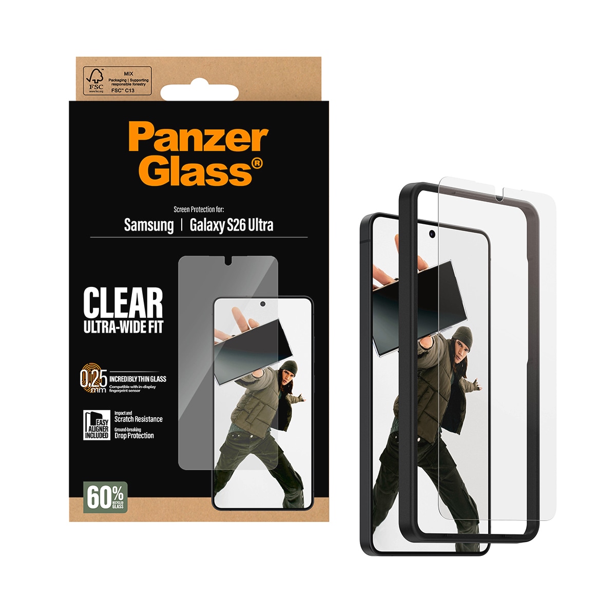 CARE by PanzerGlass Displayschutzglas »Ultra-Wide Fit Screen Protector« für Samsung Galaxy S26 Ultra Displayschutzfolie, Schutzfolie, Bildschirmschutz, kratz- & stoßfest