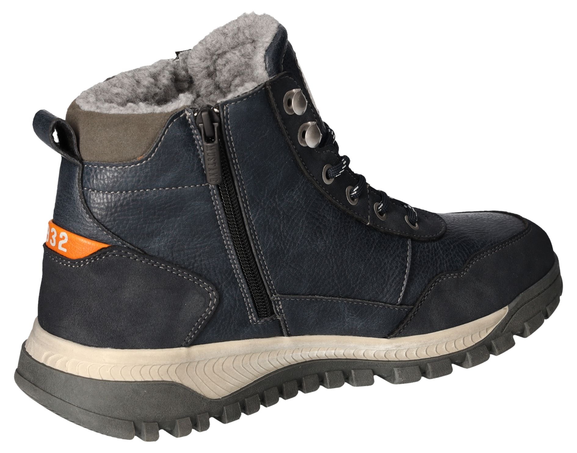 Mustang Shoes Winterboots, Keilabsatz, Schnürboots, Stiefelette mit Zierreißverschluss außen