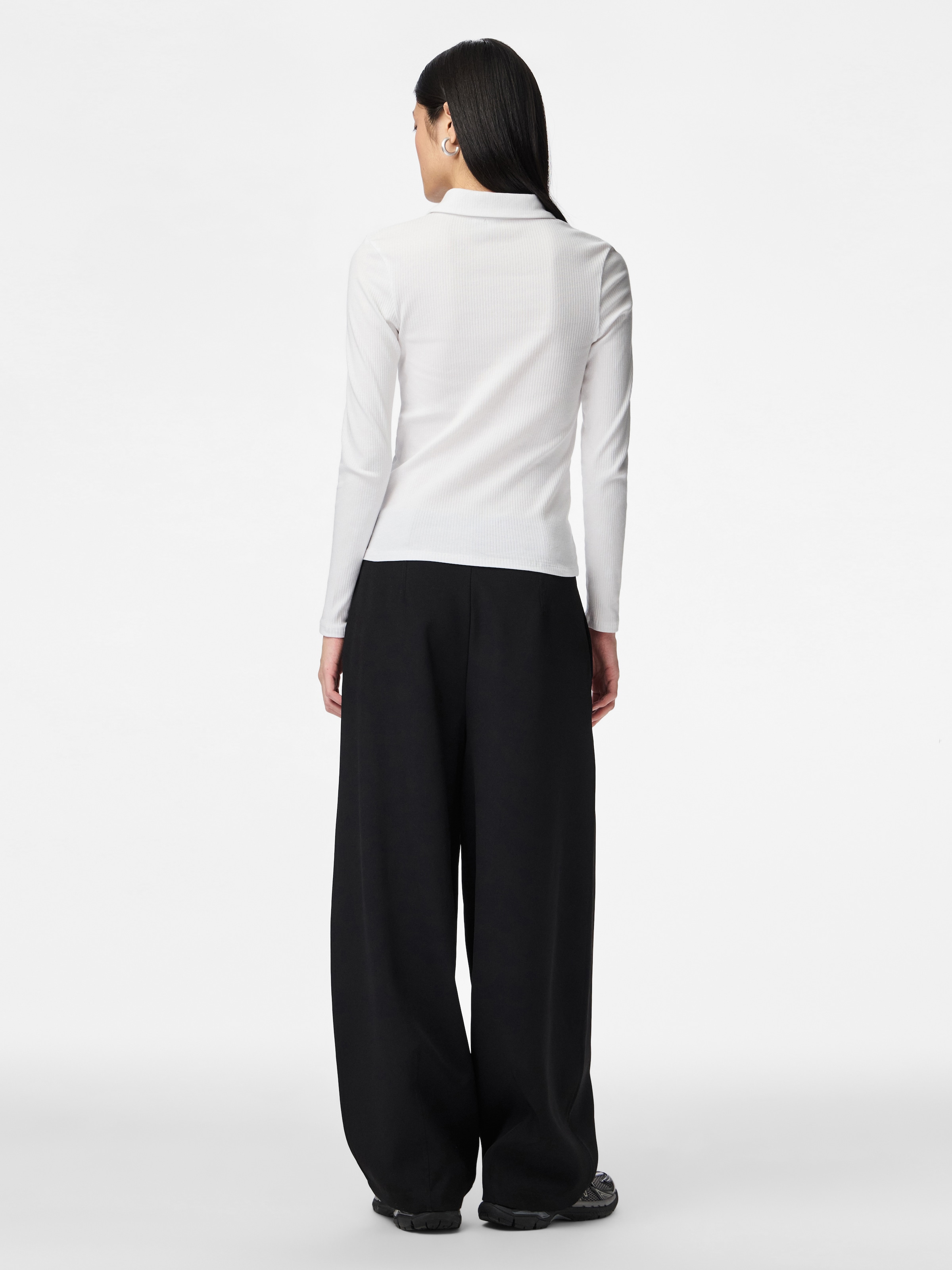 pieces Langarm-Poloshirt »PCKITTE LS POLO TOP JRS NOOS« mit gerippter Struktur