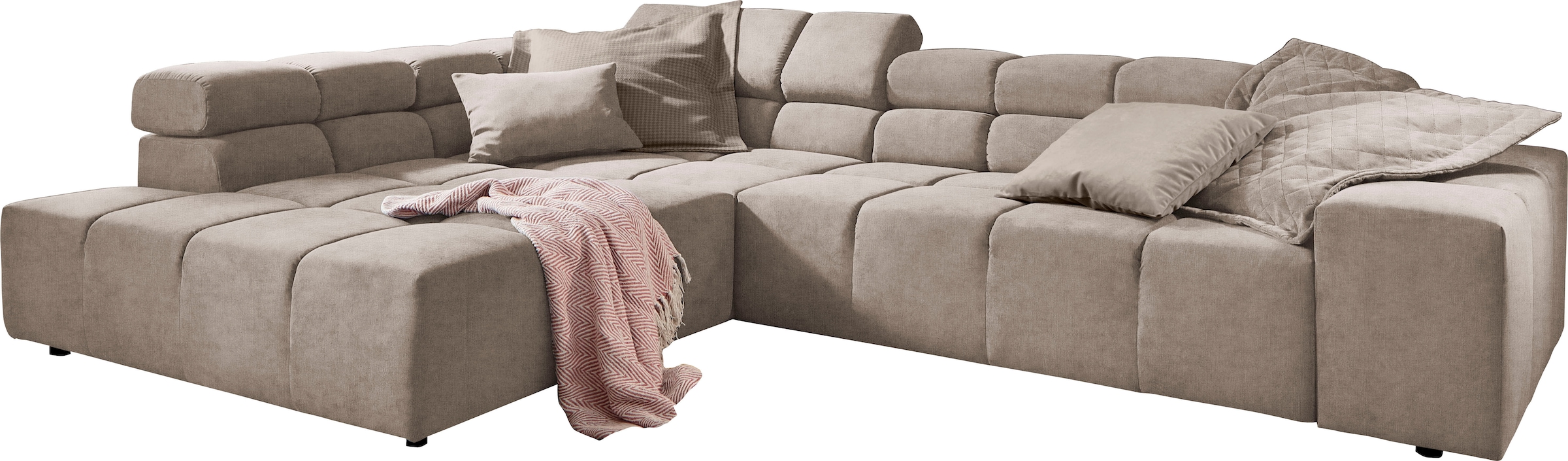 INOSIGN Ecksofa »Ancona incl. Kopfteilverstellung, Breite 319cm, L-Form«, wahlweise motorische Sitztiefenverstellung, auch in Cord + Easy Care