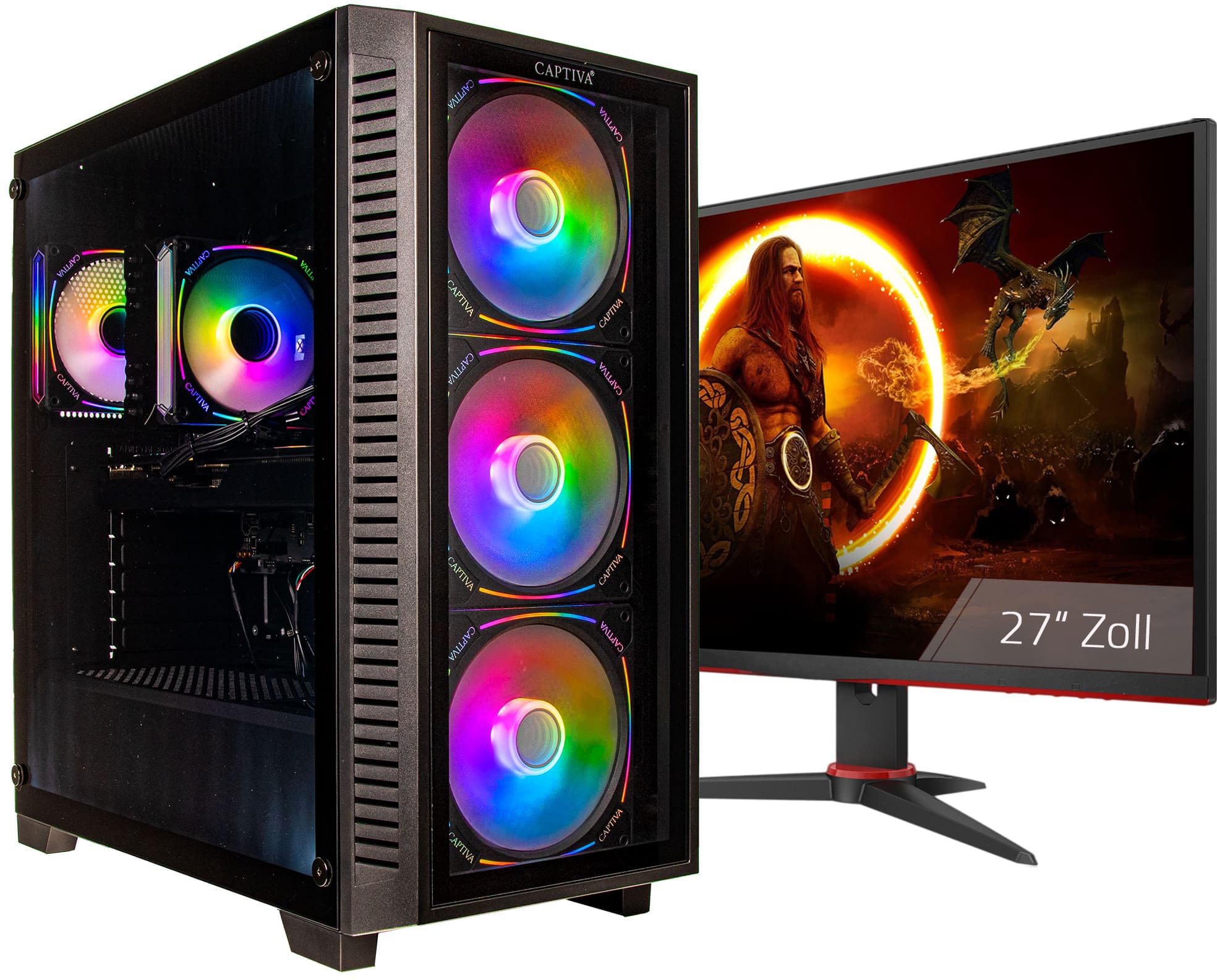 CAPTIVA Gaming-PC-Komplettsystem »Advanced Gaming R94-849 TFT Bundle« 68,6 ″ AMD Ryzen 5 Nvidia 32 GB RAM 1.000 GB SSD