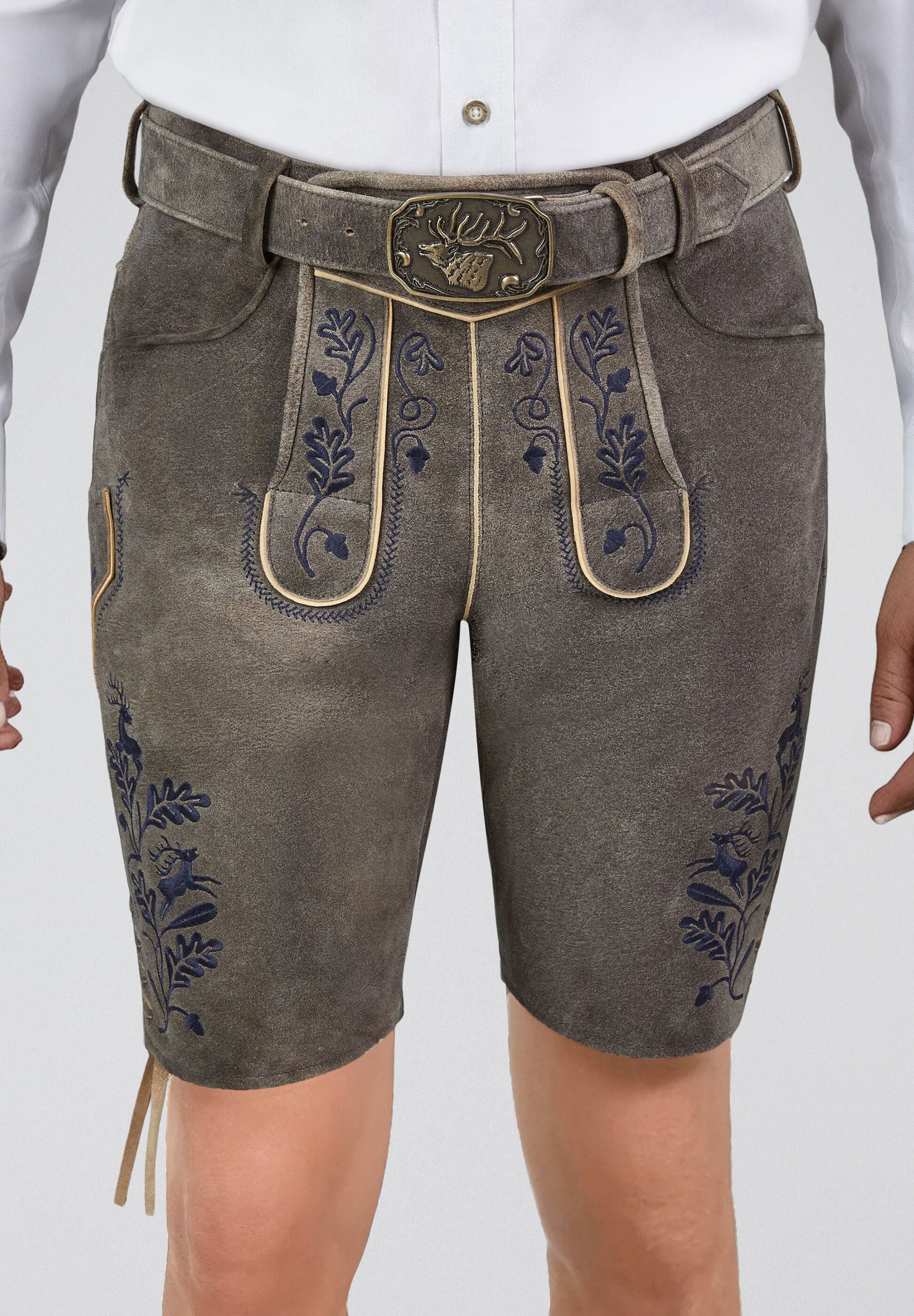 Spieth & Wensky Lederhose »Hofmeister«  mit Stickerei am Beinabschluss