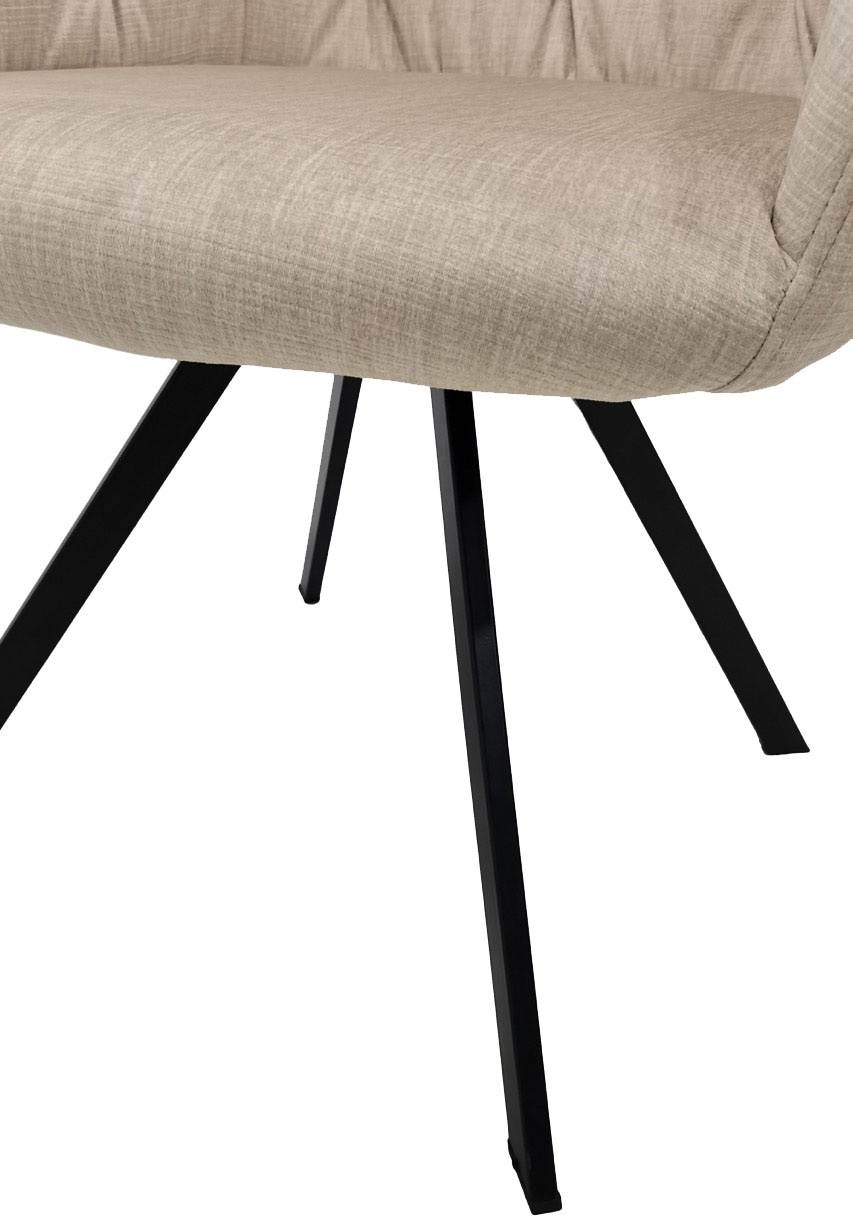 Kayoom Polsterstuhl »Stuhl Georgia 125 2er-Set, gesteppter Rücken, samtweicher Bezug« (Set) 2 Stk.360°-drehbar, elegante Steppung, mit Armlehne,  gesteppter Rücken