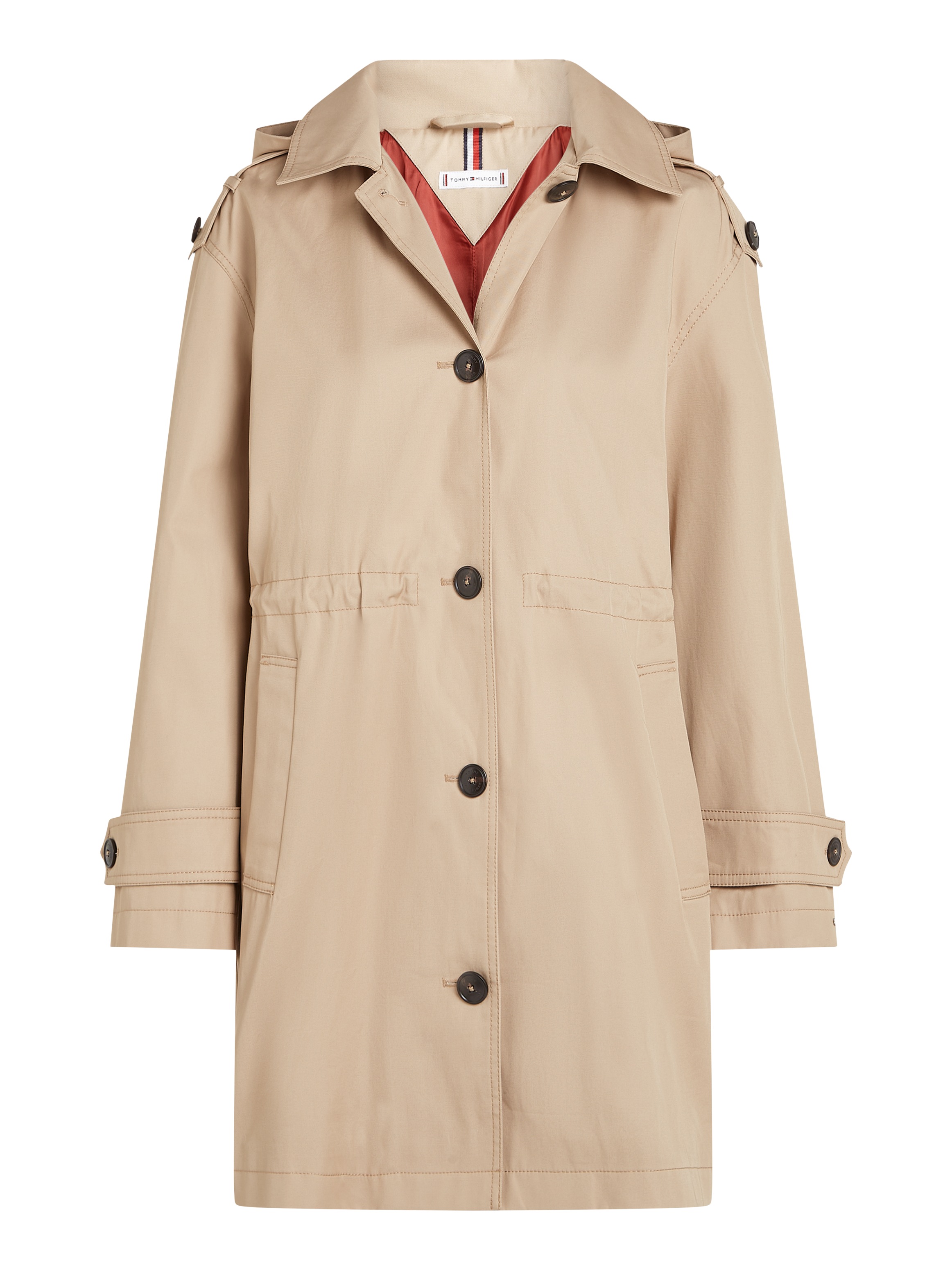 Tommy Hilfiger Parka »ESS COTTON HOOD PARKA«, mit Kapuze, im Trench Coat Look, mit Kapuze, mit Taillengürtel