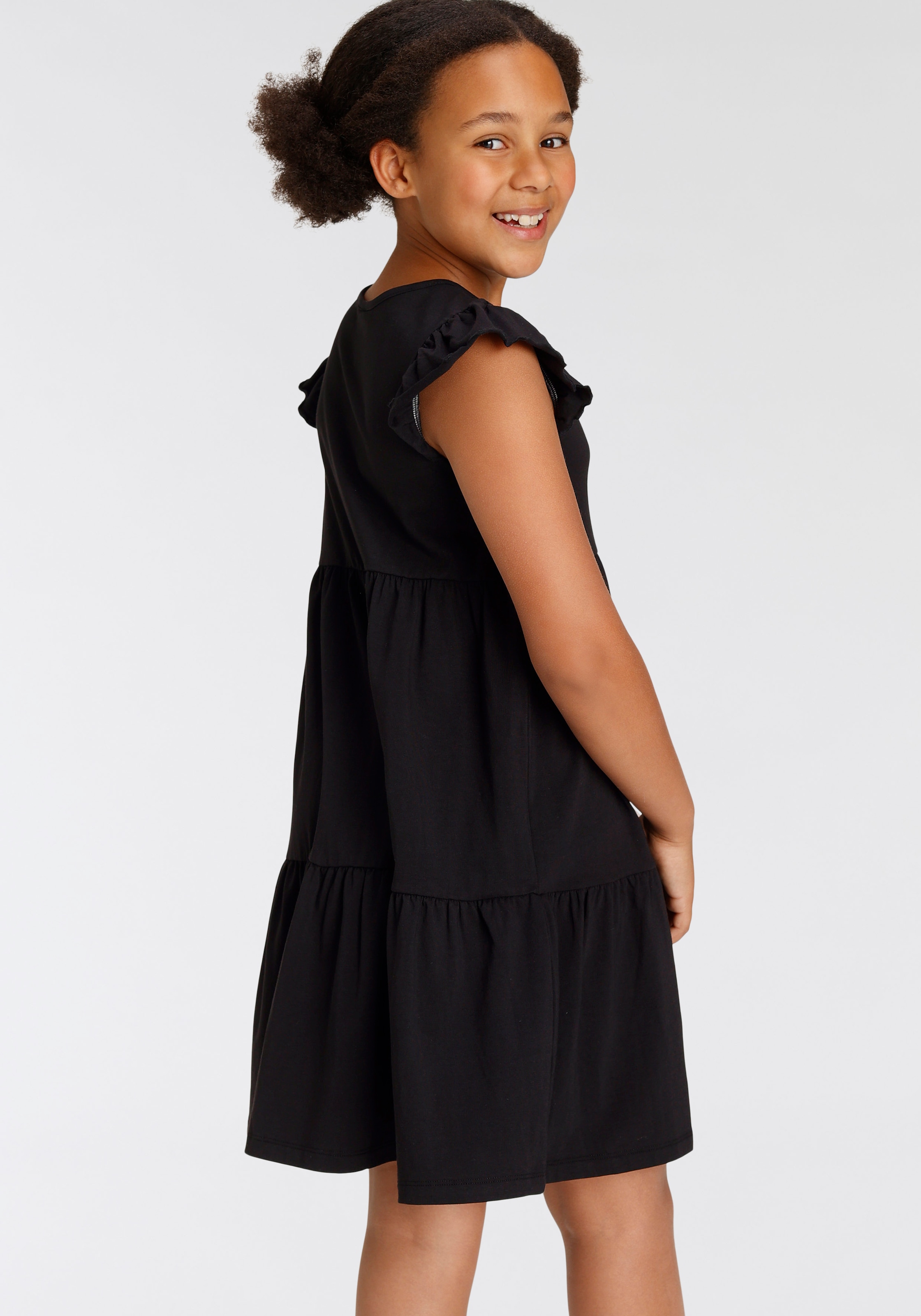 KIDSWORLD Jerseykleid, mit süßen Flügelärmchen und Volants auf Raten  bestellen | Jerseykleider