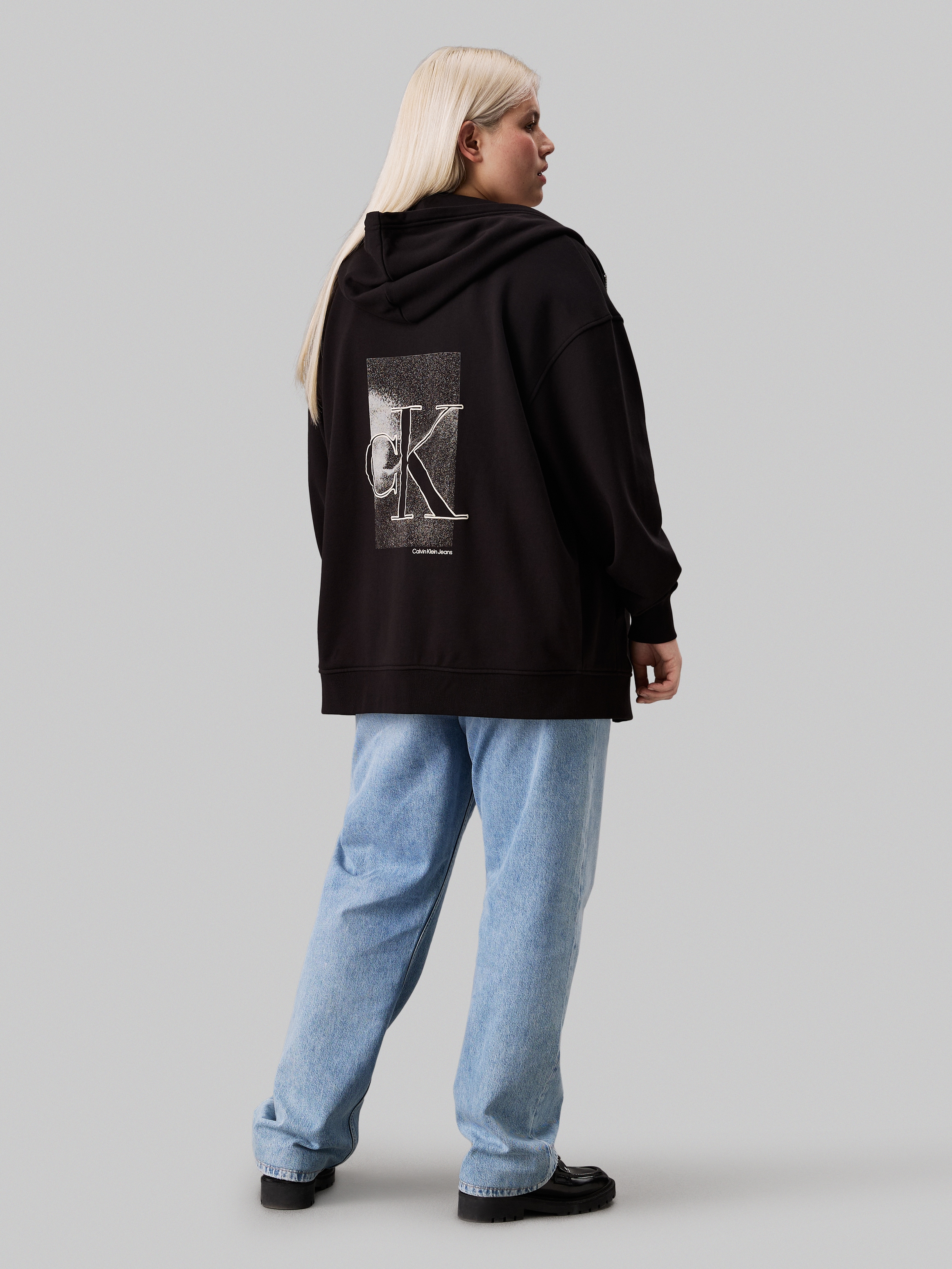 Calvin Klein Jeans Plus Sweatjacke »PLUS DIFFUSED CK ZIP-THROUGH«, in Großen Größen mit Backprint
