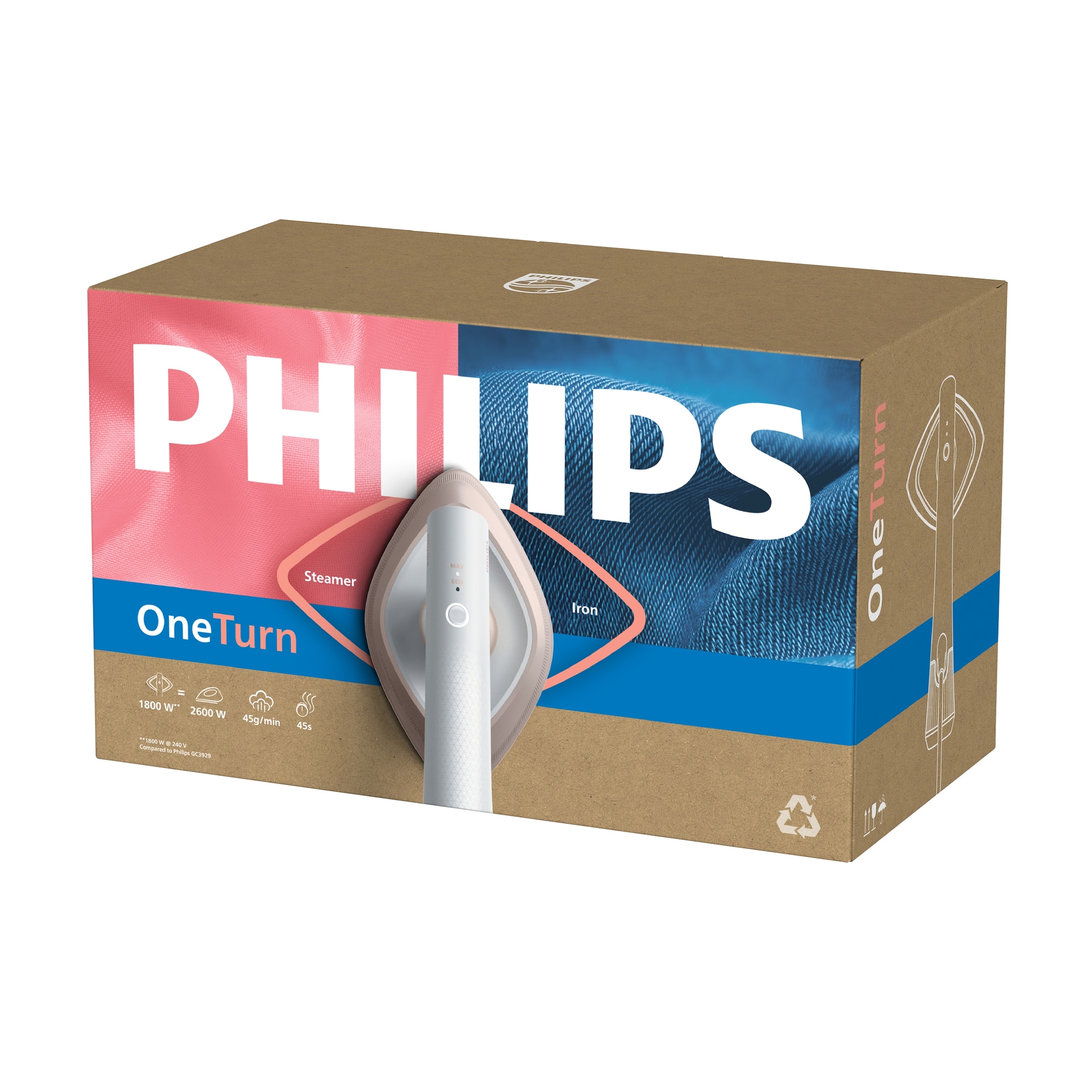 Philips Dampfbügeleisen »GC213/10 OneTurn 2-in-1 Bügeleisen & Steamer, StyleMat & Dock inkl.« 1800 W SteamGlide Plus, 200ml Wasserbehälter und 90 g Dampfstoß