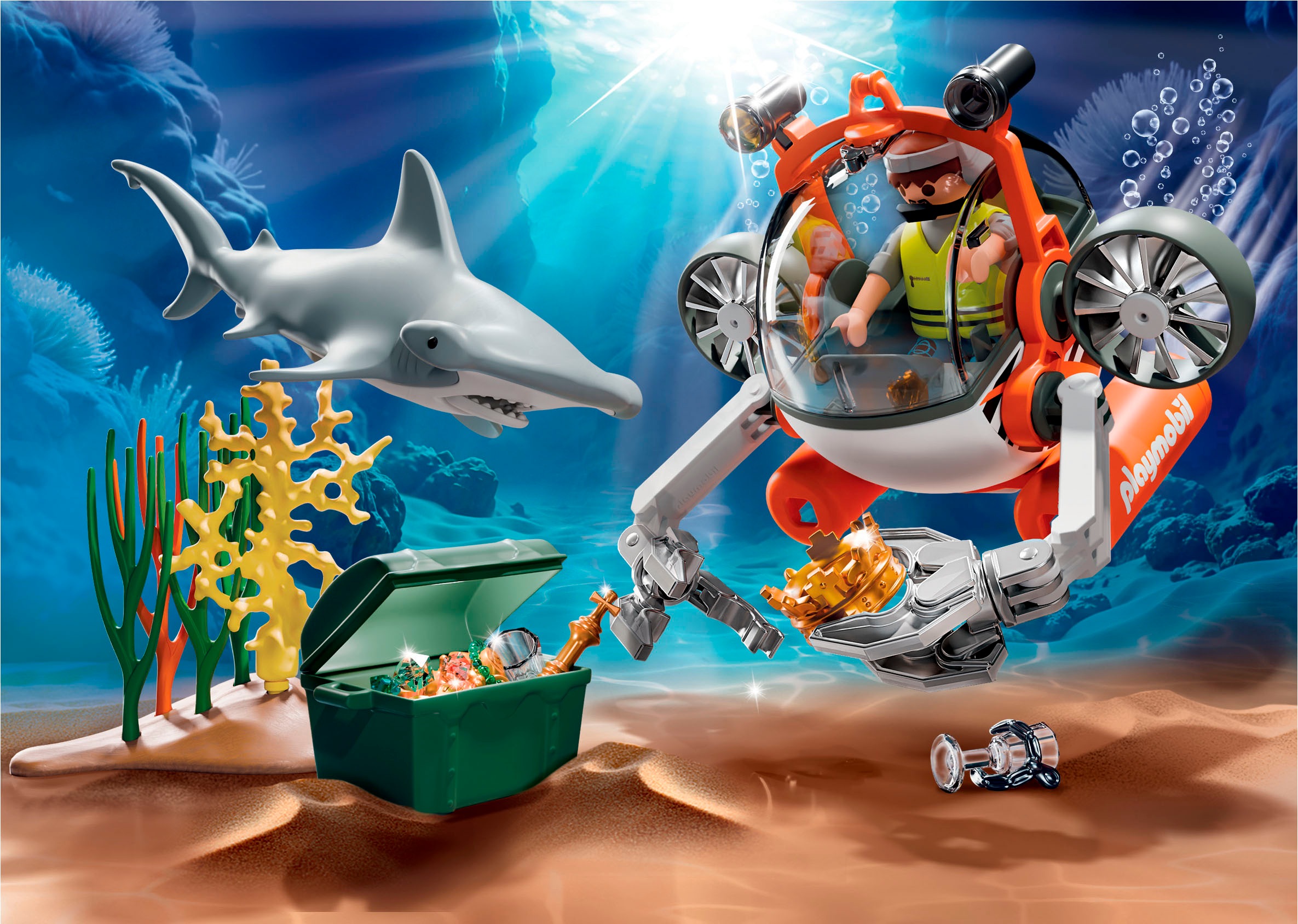Playmobil® Konstruktions-Spielset »Schatzsuche mit U-Boot (71860), Action Heroes«, (51 St.), Made in Europe