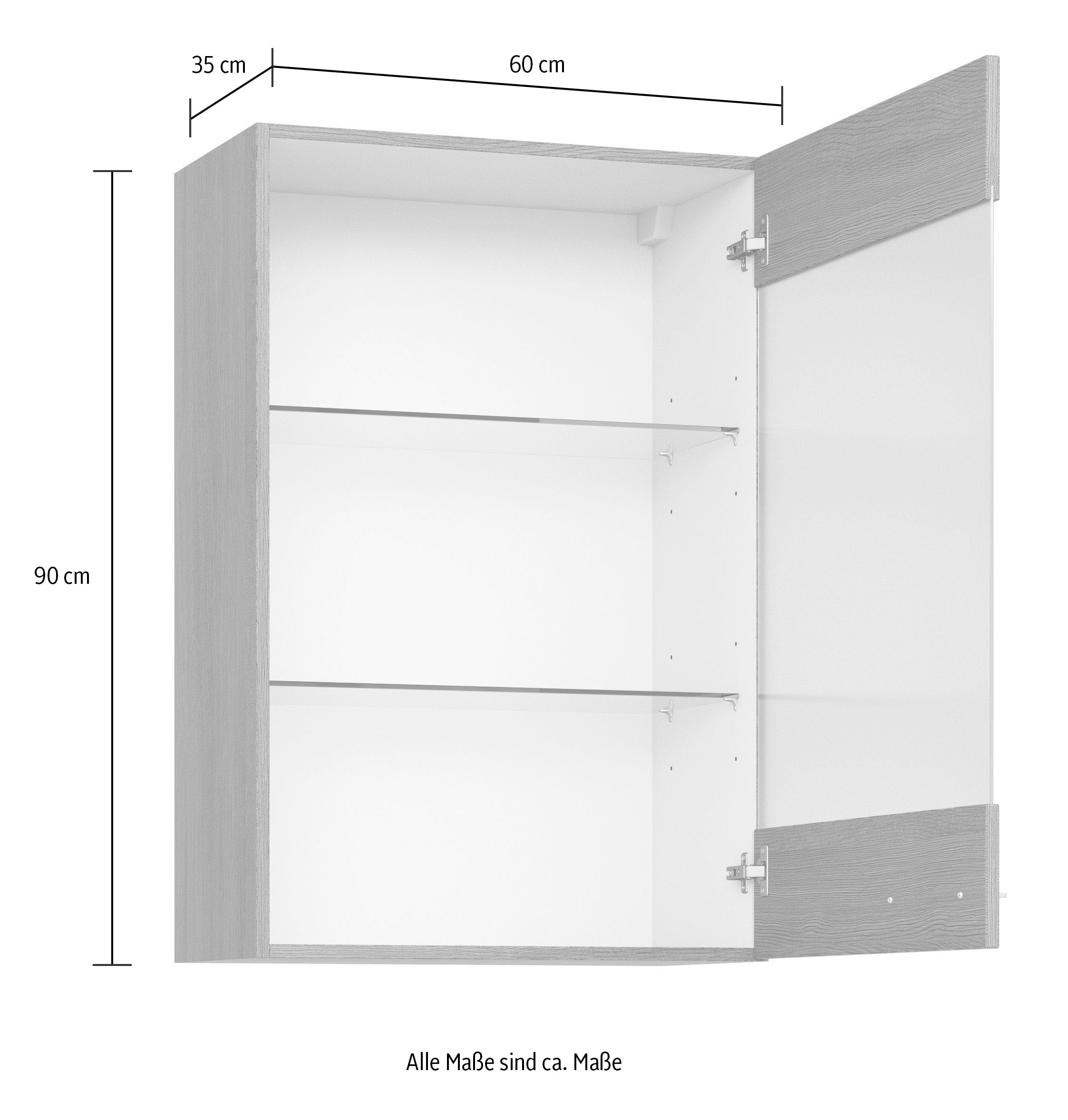 KOCHSTATION Glashängeschrank »KS-Trea OG60-90«, inklusive zwei Glaseinlegeböden, Breite 60 cm, Höhe 90 cm