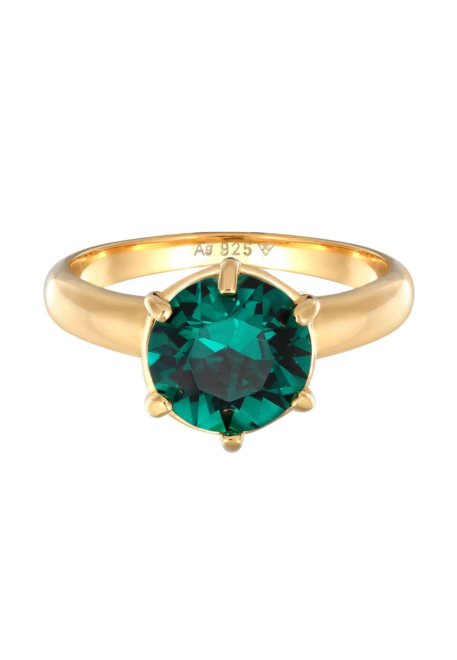 Elli Silberring »Ring Solitär 925 Silber vergoldet, mit Kristallen von Swarovski(R)«
