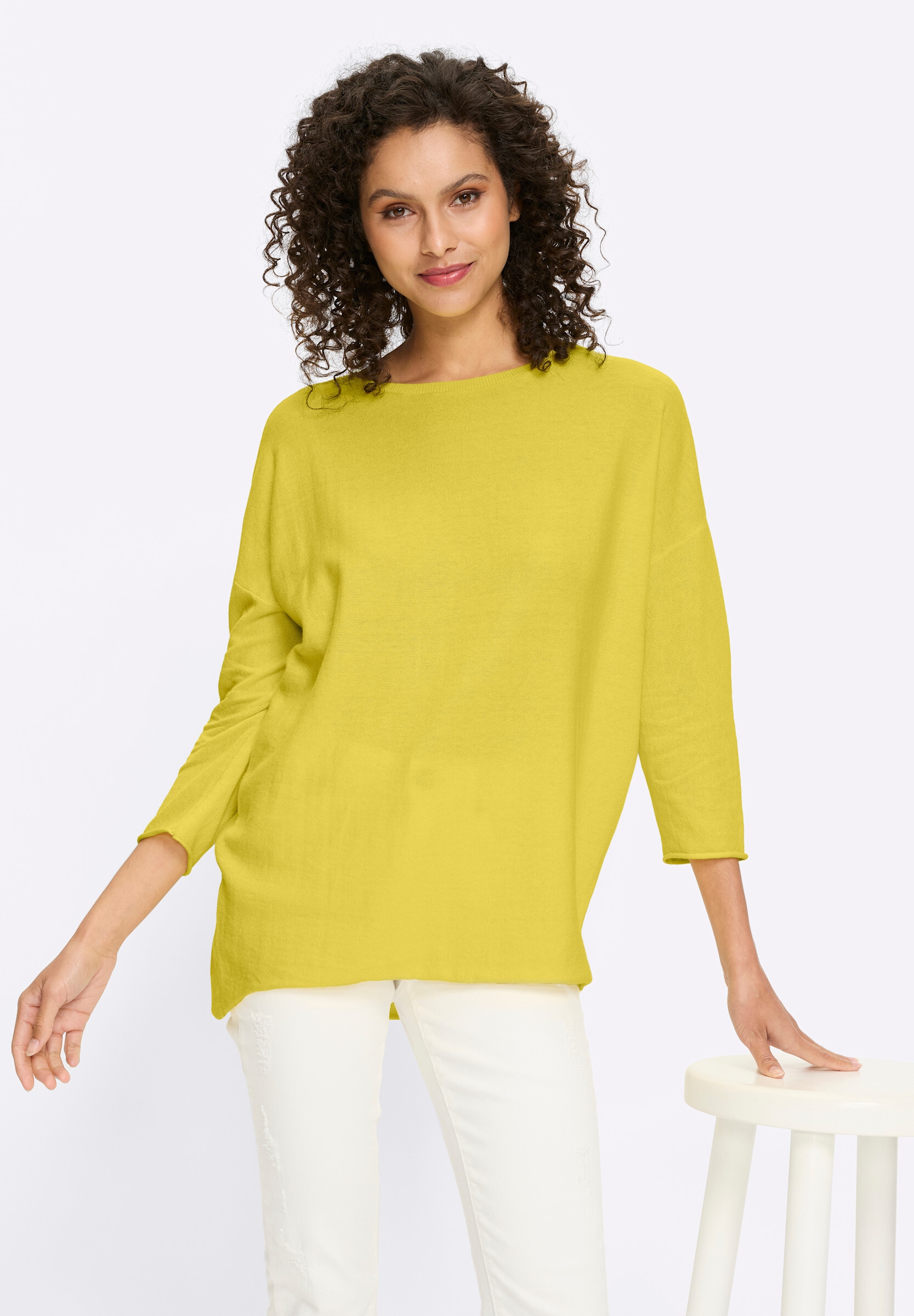heine Longpullover »Pullover Baumwollpullover mit Rollkanten«