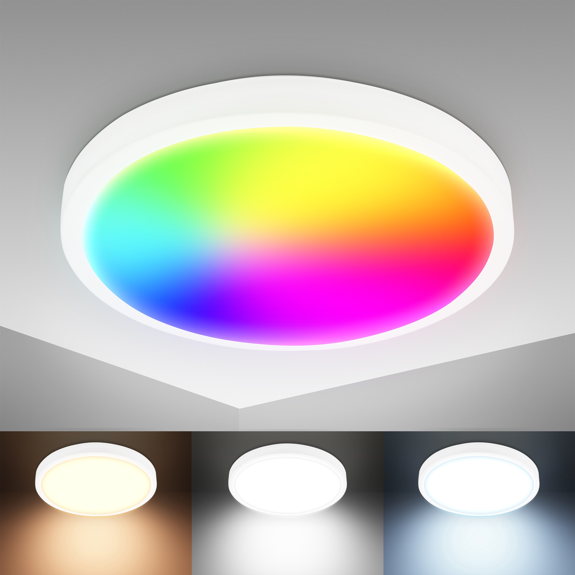 B.K.Licht LED Deckenleuchte »WiFi CCT LED Deckenleuchte mit App-Steuerung«, 1 flammig-flammig, Inkl. Nachtlichtfunktion, Timerfunktion Memoryfunktion, Farbwechsel