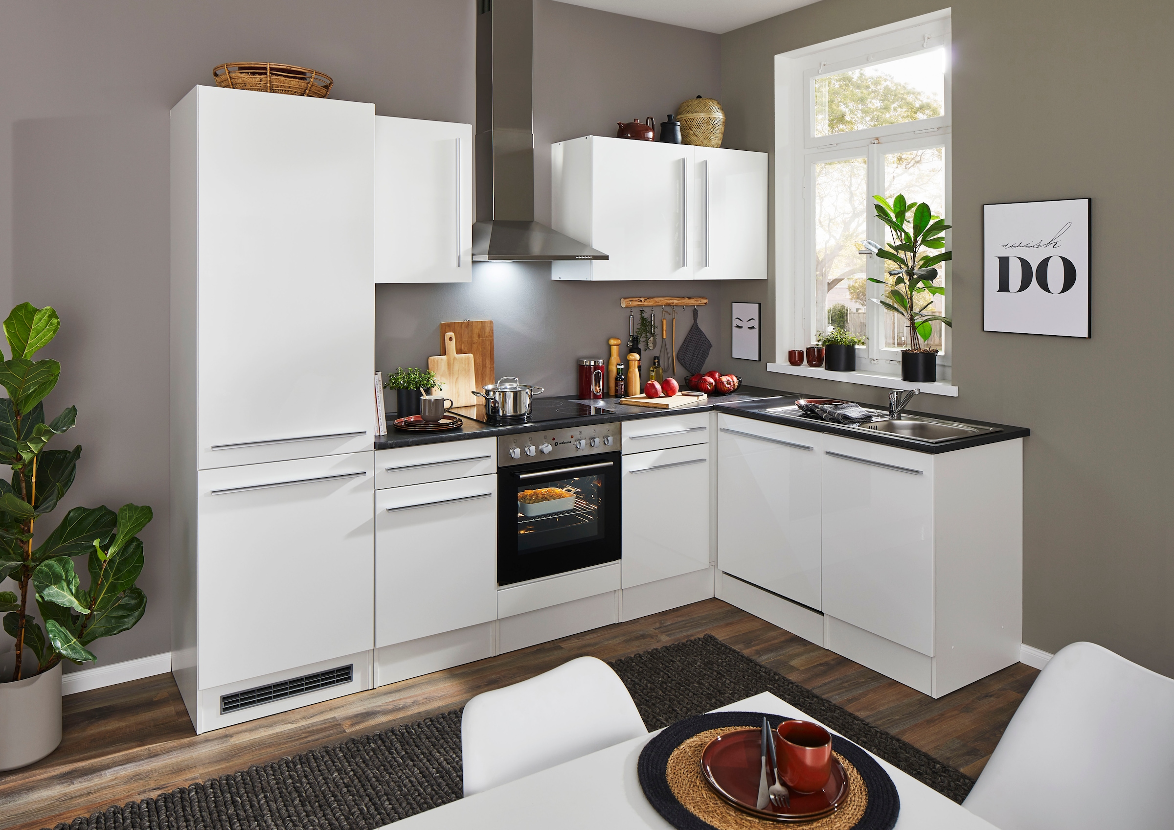 BASIC by Balculina Winkelküche »Jazz«, Stellbreite 280x175 cm, wahlweise mit E-Geräten