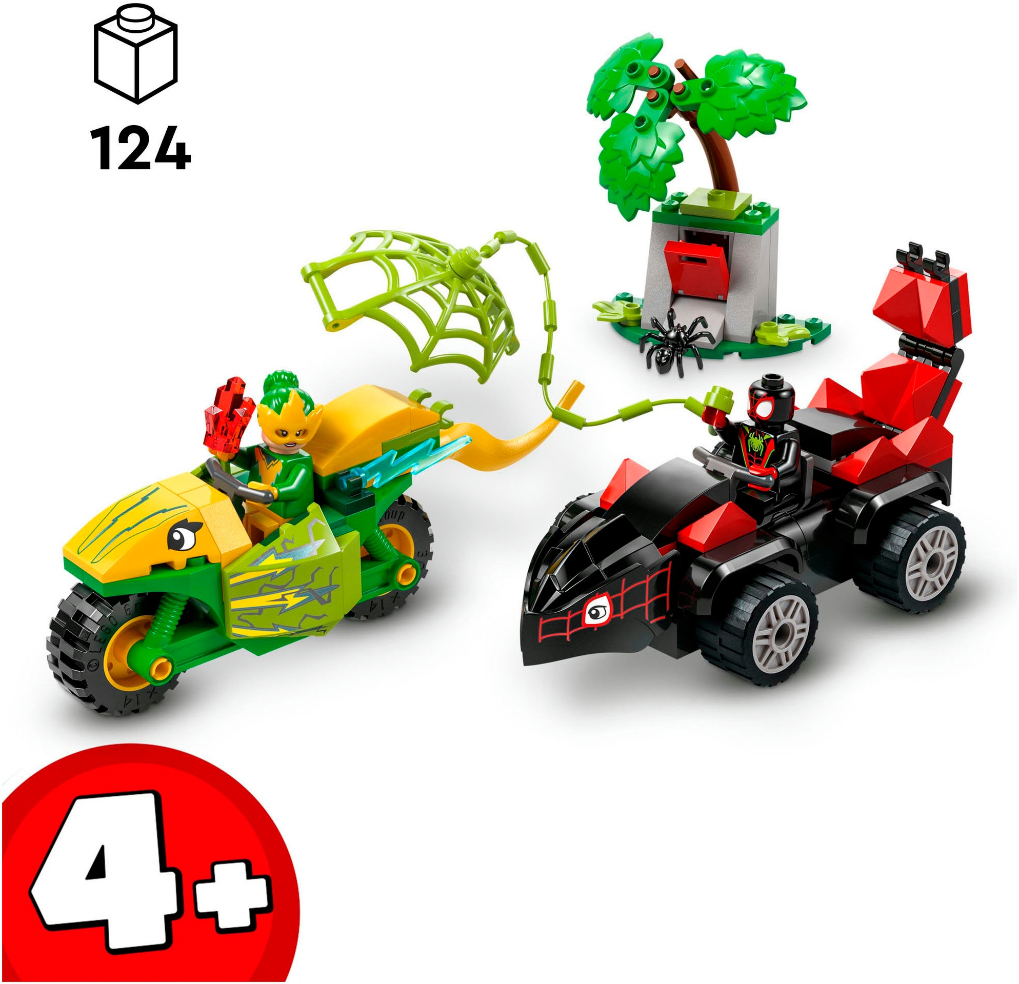 LEGO® Konstruktionsspielsteine »Actionspaß mit Spin und Electro in ihren Dino-Flitzern (11198)«, (124 St.), LEGO Spidey; Made in Europe