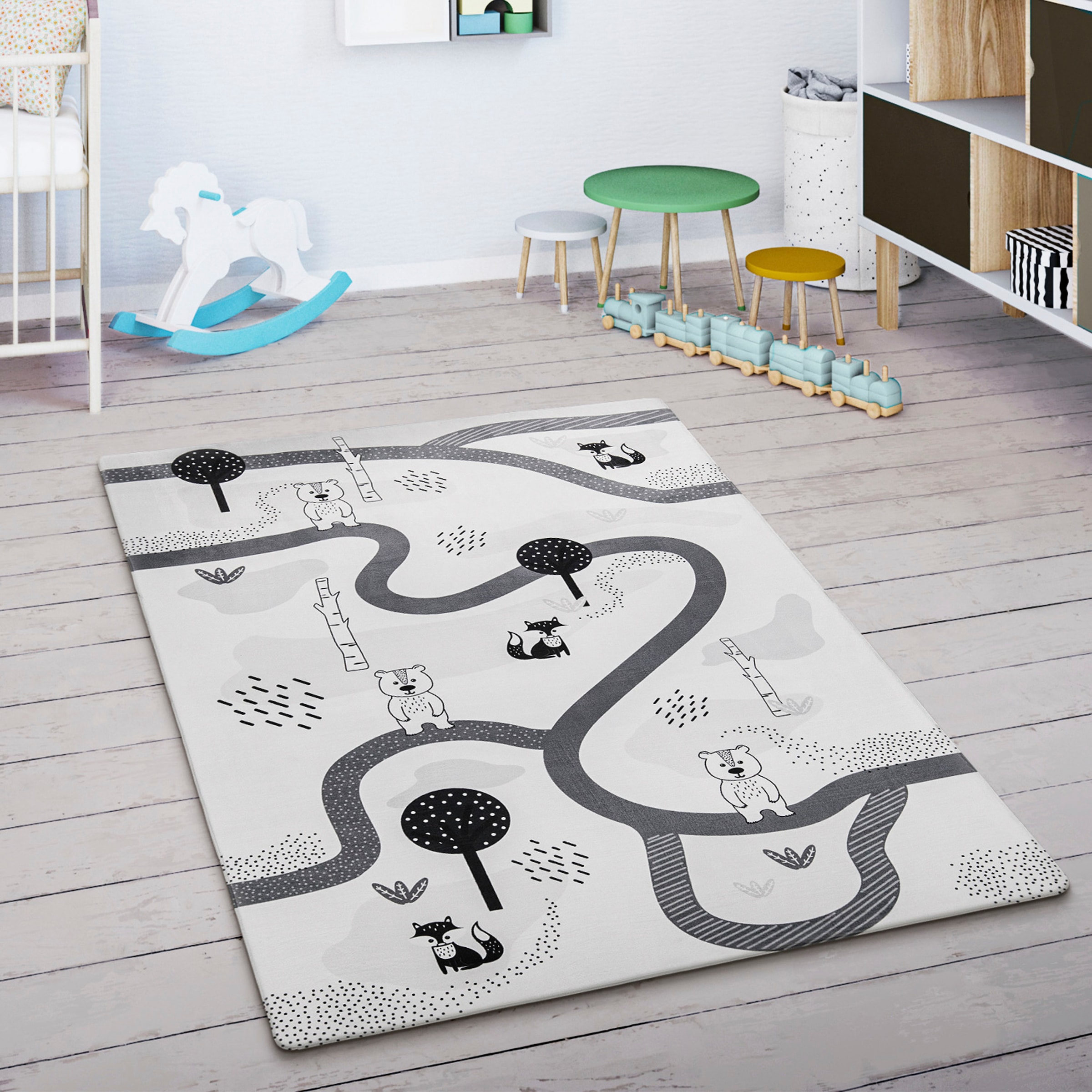 Paco Home Kinderteppich »Chicos 560« rechteckig 4 mm Höhe Flachgewebe, Straßen-Spiel-Teppich, Kinderzimmer