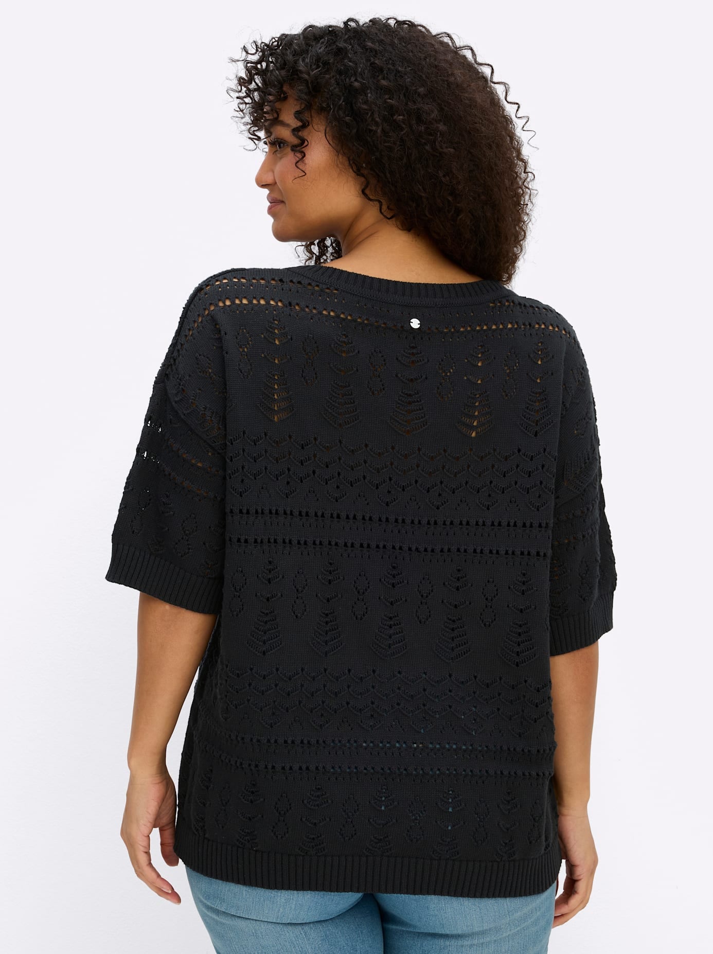 Sheego Ajourpullover »Kurzarm-Pullover«