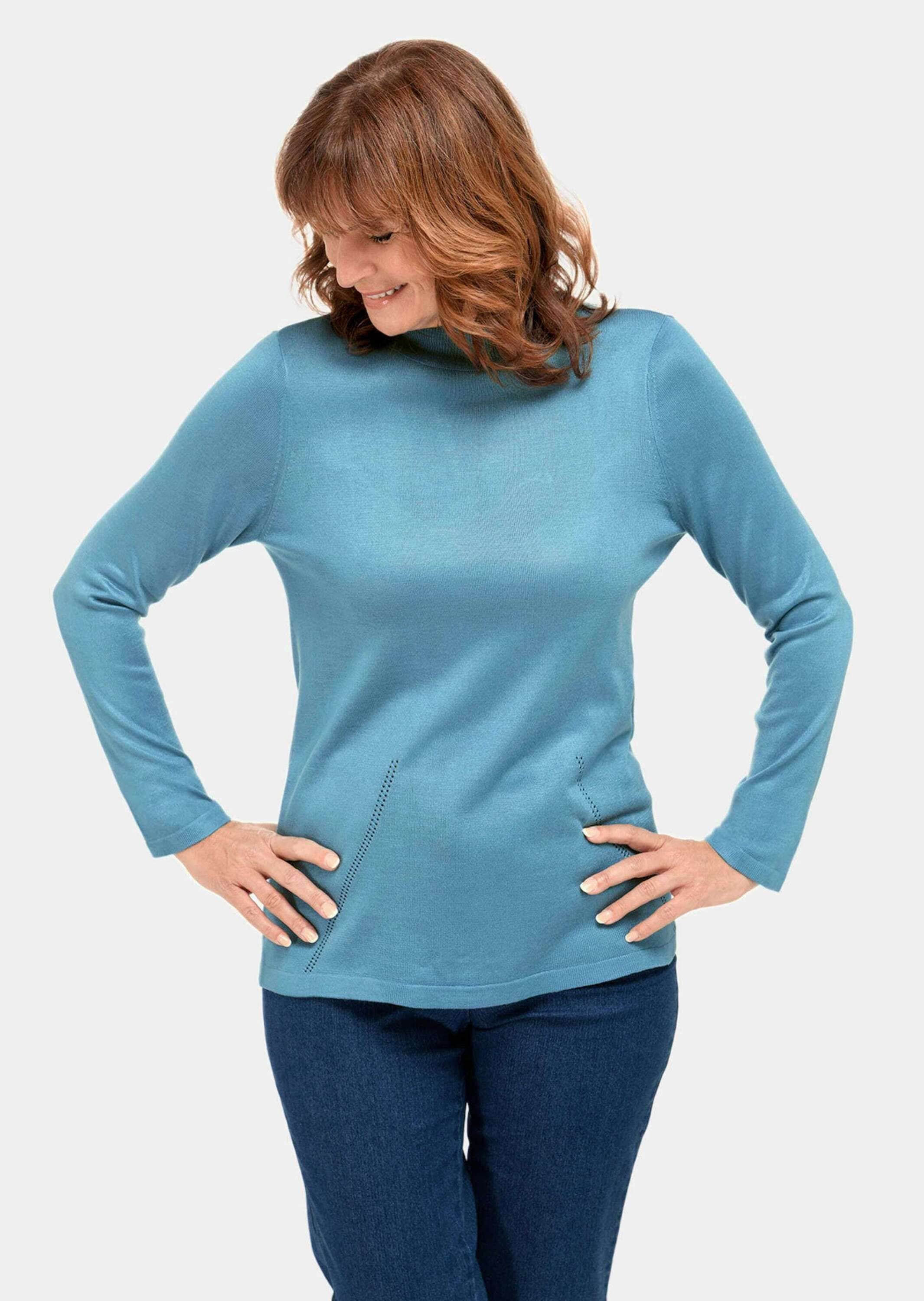 GOLDNER Strickpullover »Kurzgröße Strickpullover mit Stehbundkragen« wie echter Kaschmir