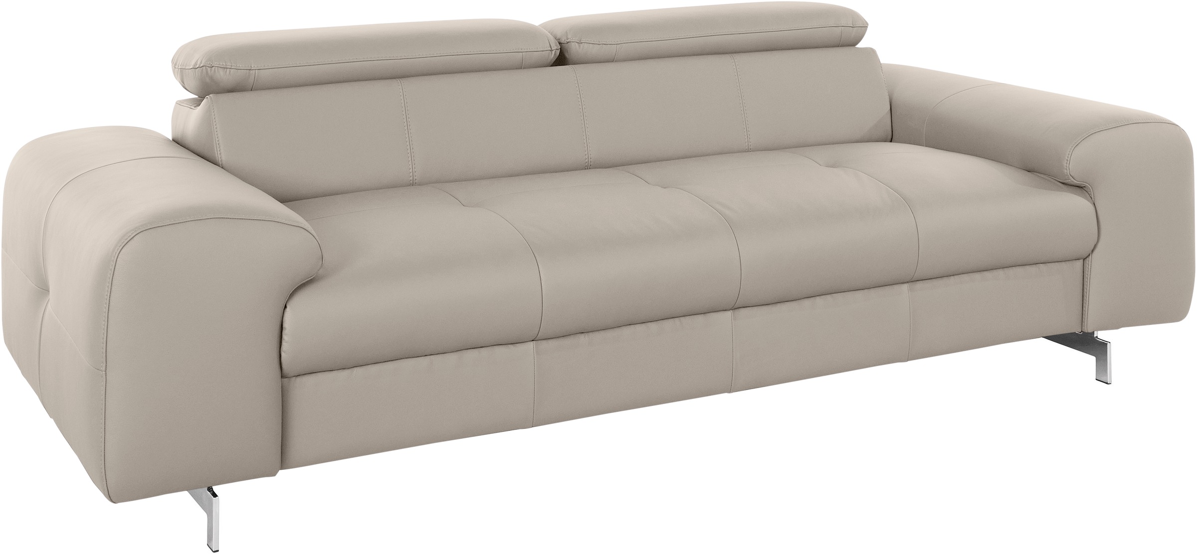 COTTA 3-Sitzer »Chef«, Big-Sofa mit Kopfteilverstellung, edle Metallkufen