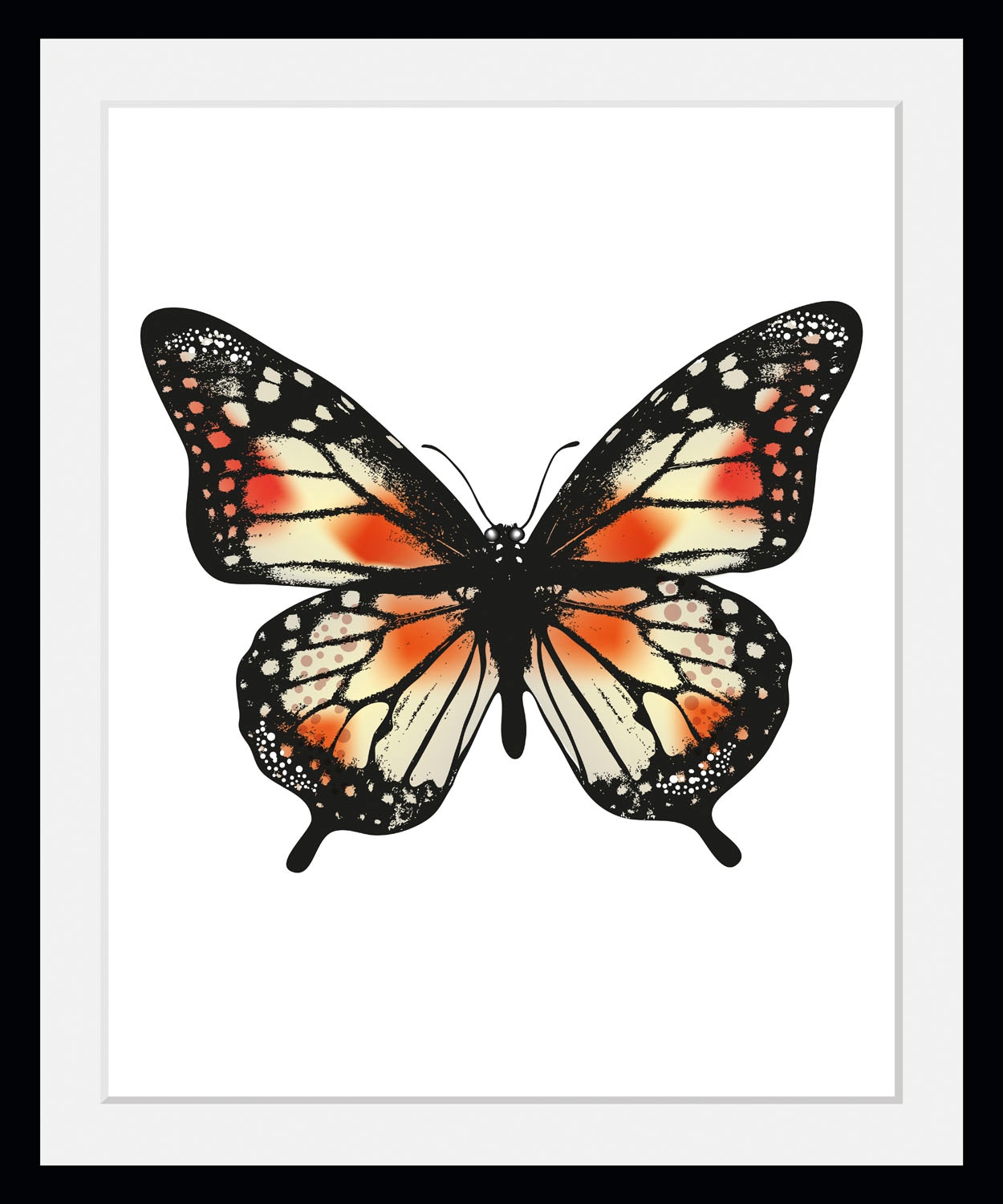 queence Bild »Anastasia«, Schmetterlinge-Kunst-Insekten-Schwarz-Weiß, (1 St.), HD Premium Poster-Druck inkl. Holzrahmen