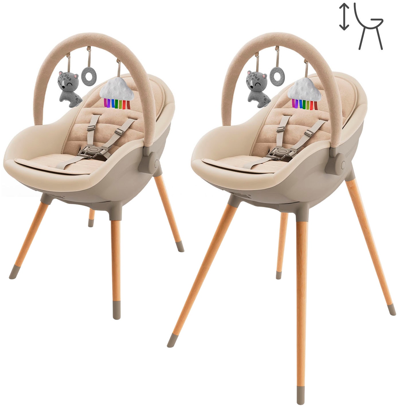 Kinderkraft Kombihochstuhl »FINI UP 2in1« (Set) 2 Stk.mit Spielbügel
