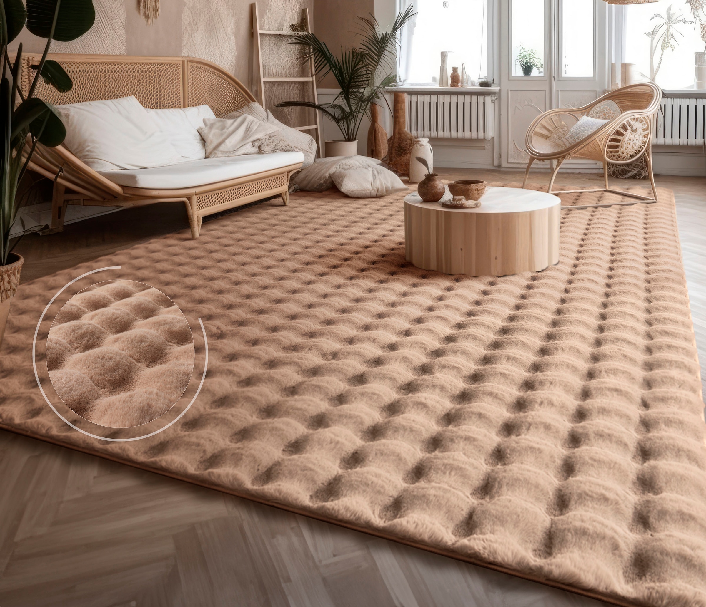 Paco Home Hochflor-Teppich »Arnheim 741«, rechteckig, 34 mm Höhe, Uni Farben, modernes Design, besonders weich, Hoch-Tief Effekt
