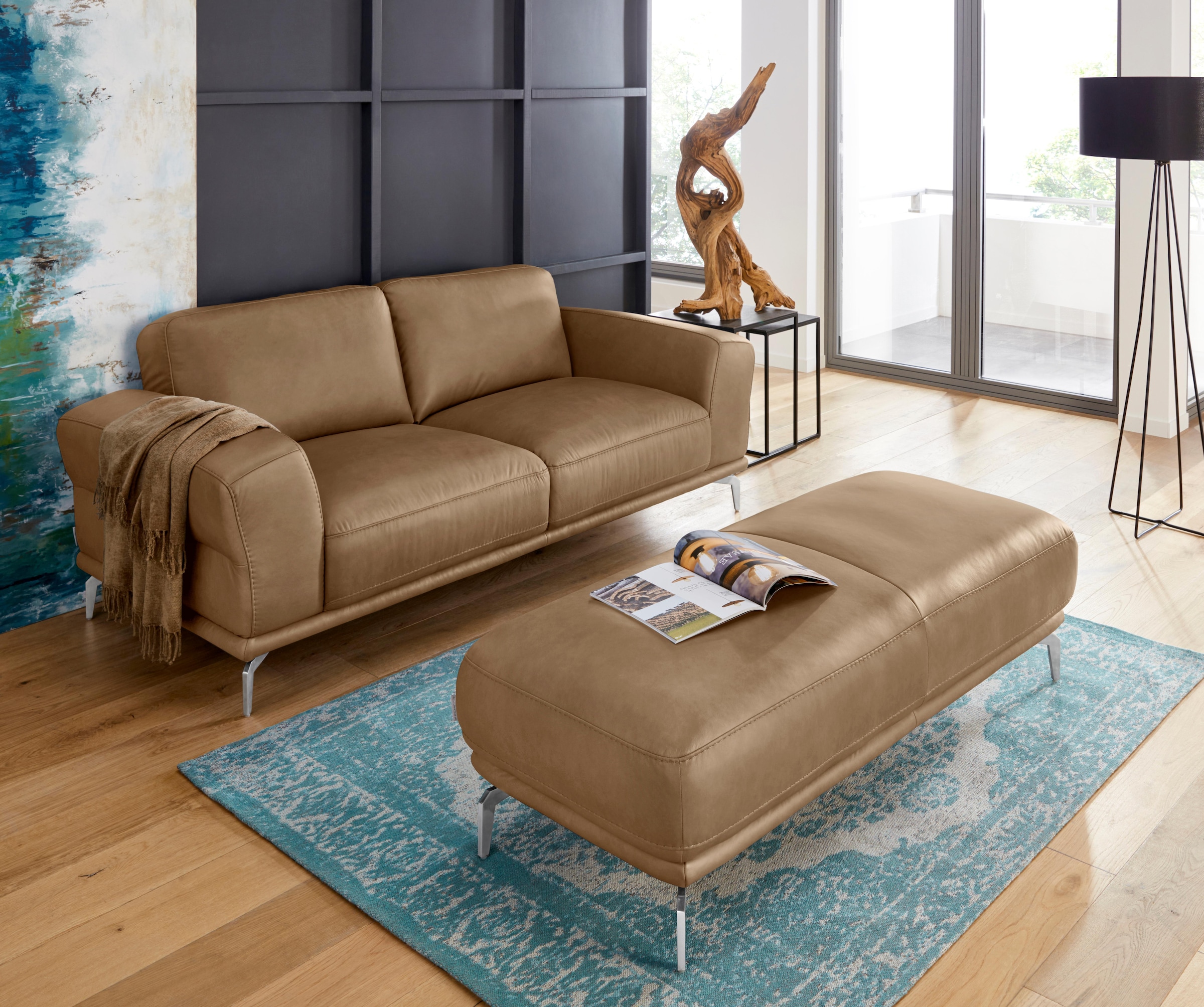 W.SCHILLIG Hocker »montanaa«, mit Metallfüßen in Chrom glänzend, Breite 141 cm