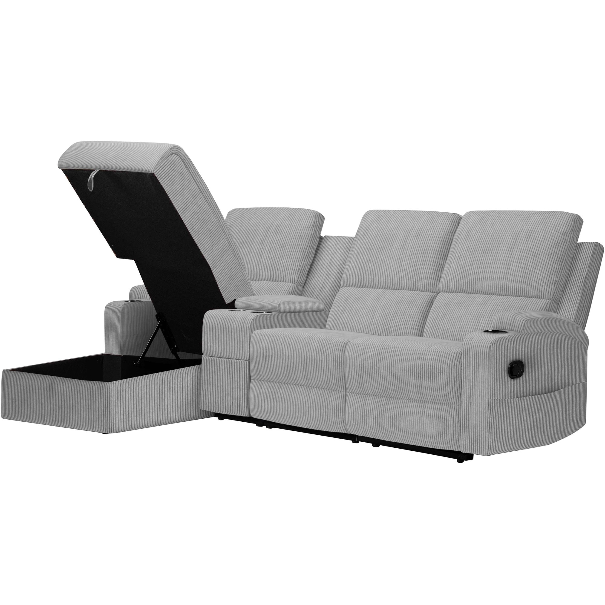 Home affaire Ecksofa »NAPORI Multimediasofa, 3er Kinosessel XXL, L-Form, Cord«, Kinosofa mit Relaxfunktion, Getränkehalter, Staufach und Staukasten