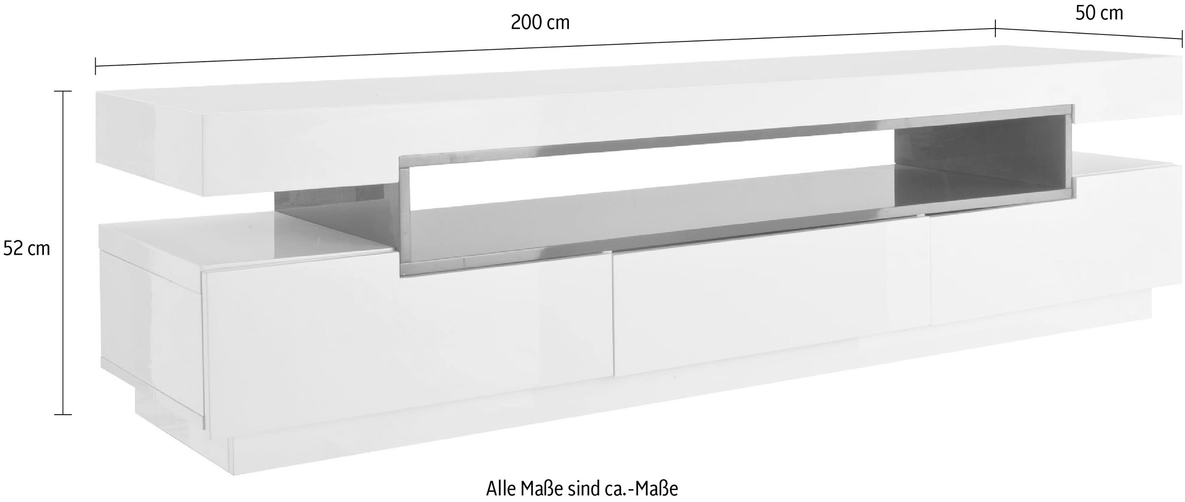 MCA furniture Lowboard »Laura«, weiß Hochglanz mit 3 Schubladen