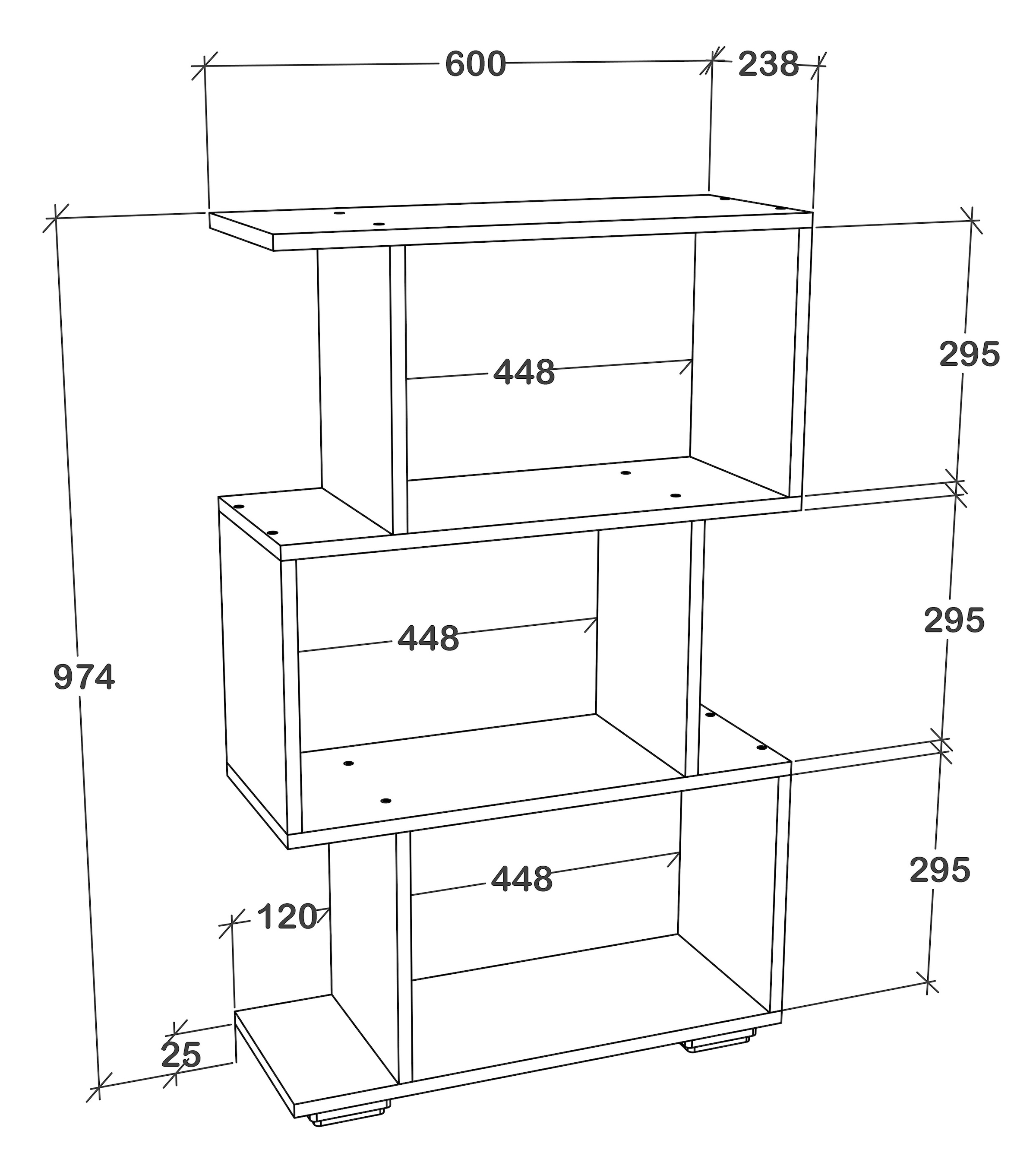 VCM Standregal »VCM Holz Raumteiler Stand Regal Bücherregal Deko Bücher Standregal Palusa M«