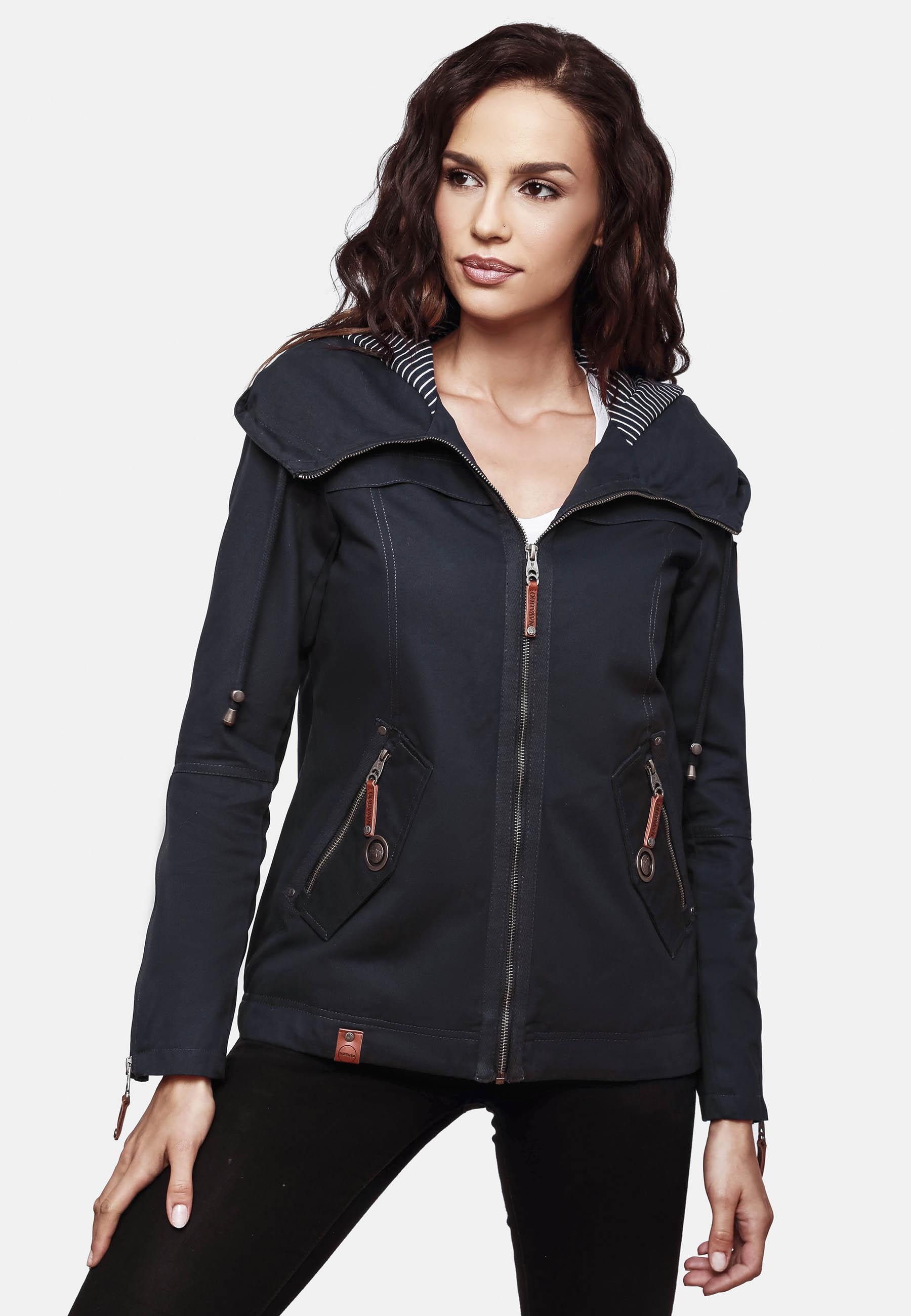 Navahoo Outdoorjacke »Übergangsjacke Wekoo«, mit Kapuze, moderner Damen Übergangsparka aus Baumwolle mit Kapuze